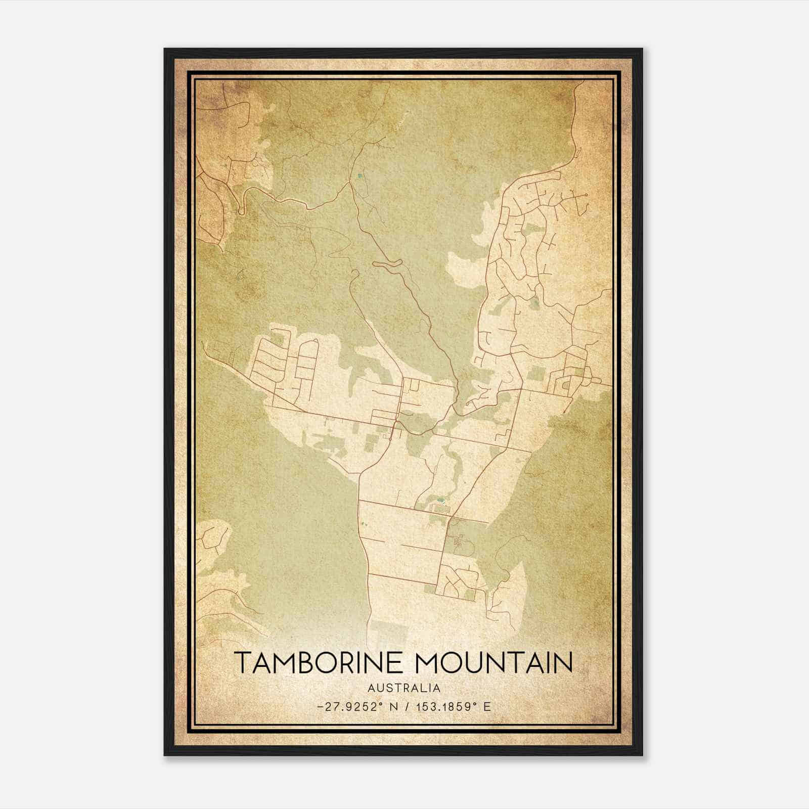 Vintage North Tamborine Australia Map Poster, North Tamborine City Road Wall Art Print