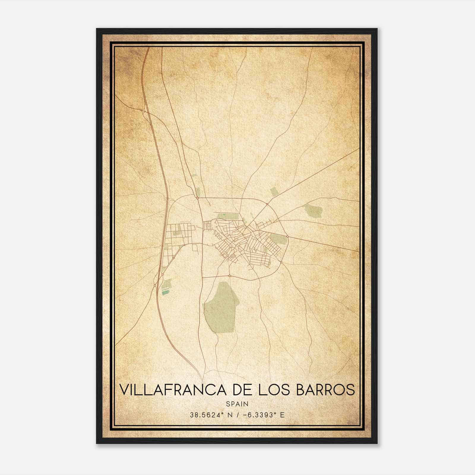Vintage Villafranca de los Barros Spain Map Poster, Villafranca de los Barros City Road Wall Art Print Vintage Villafranca de los Barros Spain Map Poster, Villafranca de los Barros City Road Wall Art Print