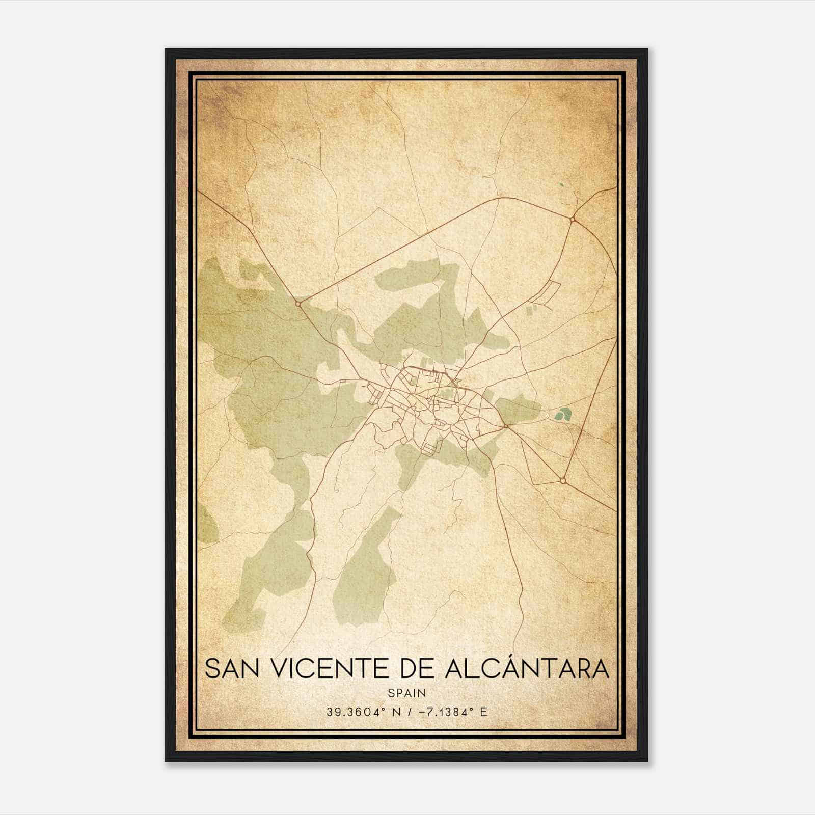 Vintage San Vicente de Alcantara Spain Map Poster, San Vicente de Alcantara City Road Wall Art Print Vintage San Vicente de Alcantara Spain Map Poster, San Vicente de Alcantara City Road Wall Art Print