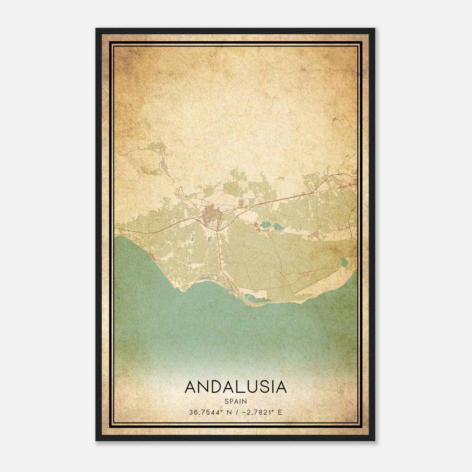 Vintage El Ejido Spain Map Poster, El Ejido City Road Wall Art Print