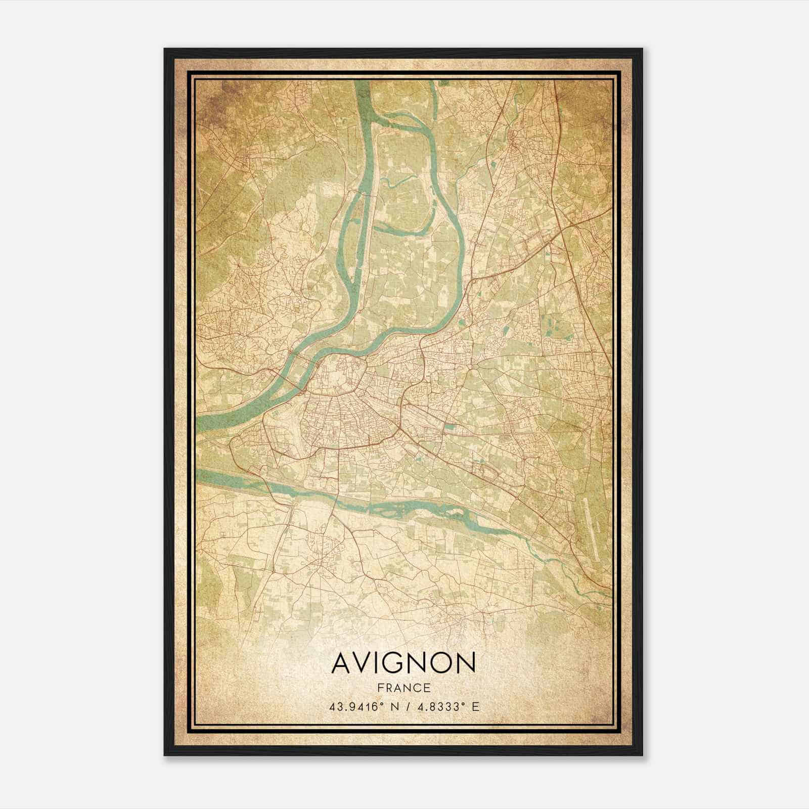 Vintage Avignon France Map Poster, Avignon City Road Wall Art Print