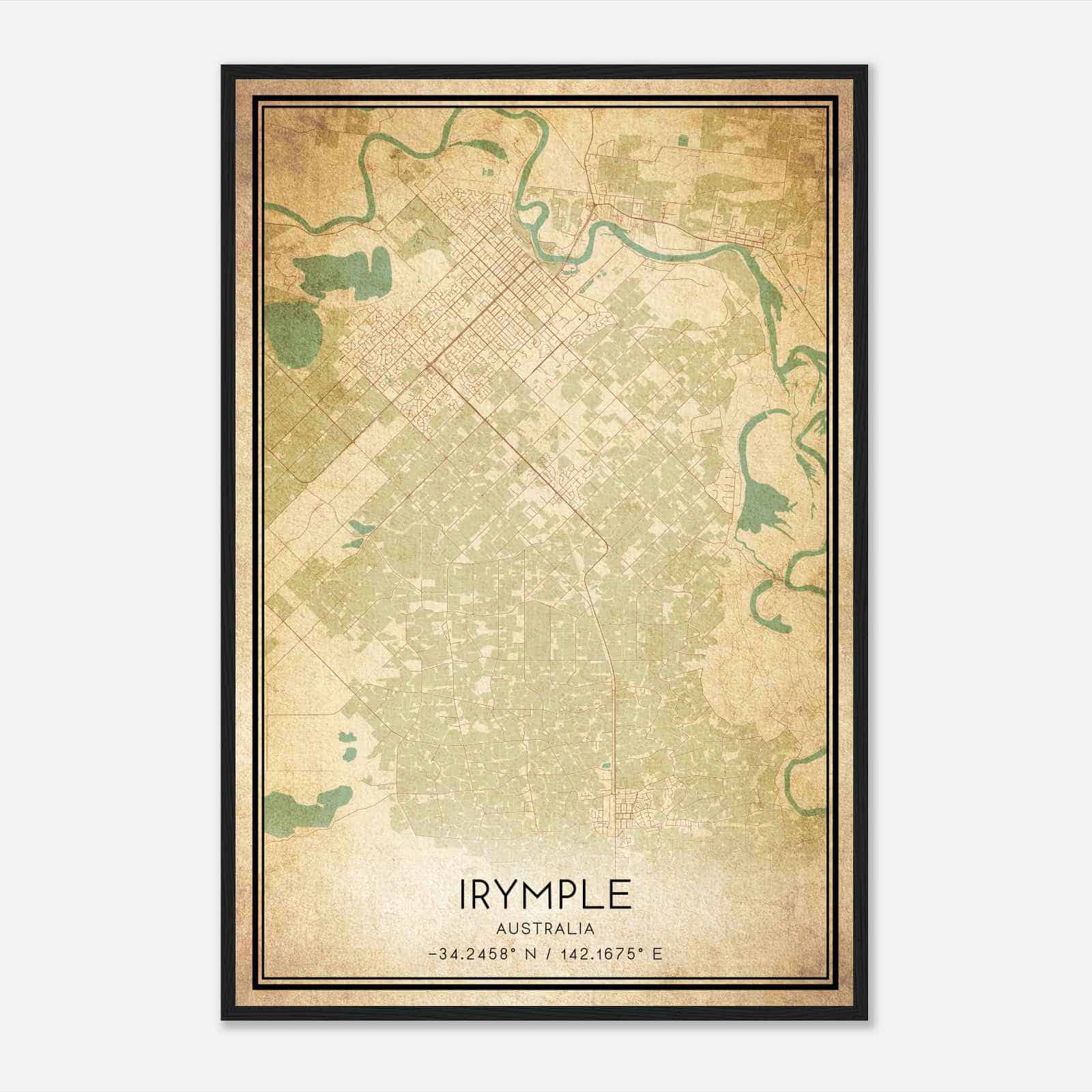 Vintage Irymple Australia Map Poster, Irymple City Road Wall Art Print Vintage Irymple Australia Map Poster, Irymple City Road Wall Art Print