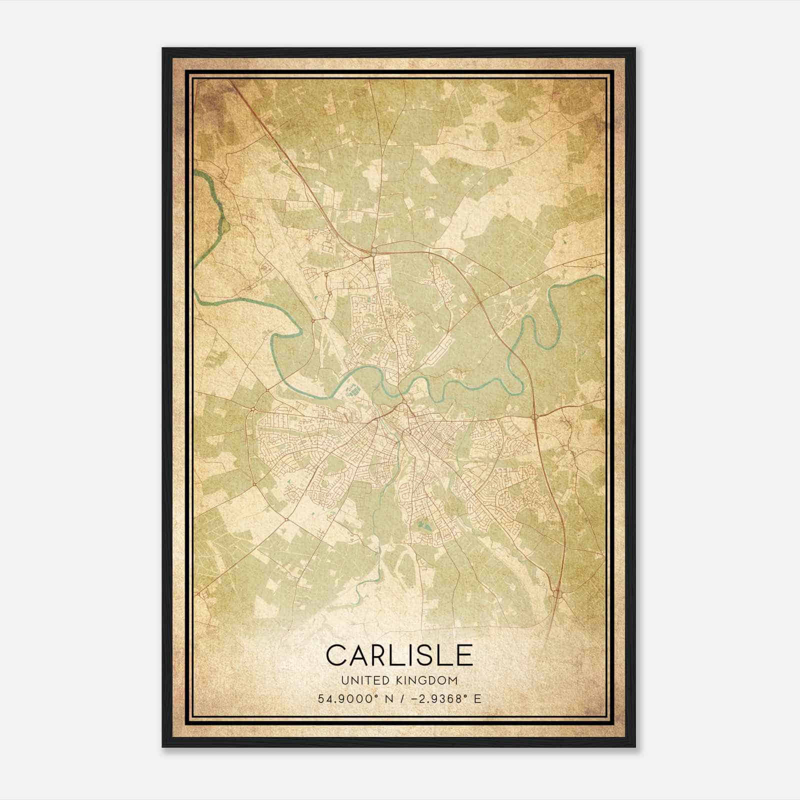 Vintage Carlisle United Kingdom Map Poster, Carlisle City Road Wall Art Print Vintage Carlisle United Kingdom Map Poster, Carlisle City Road Wall Art Print