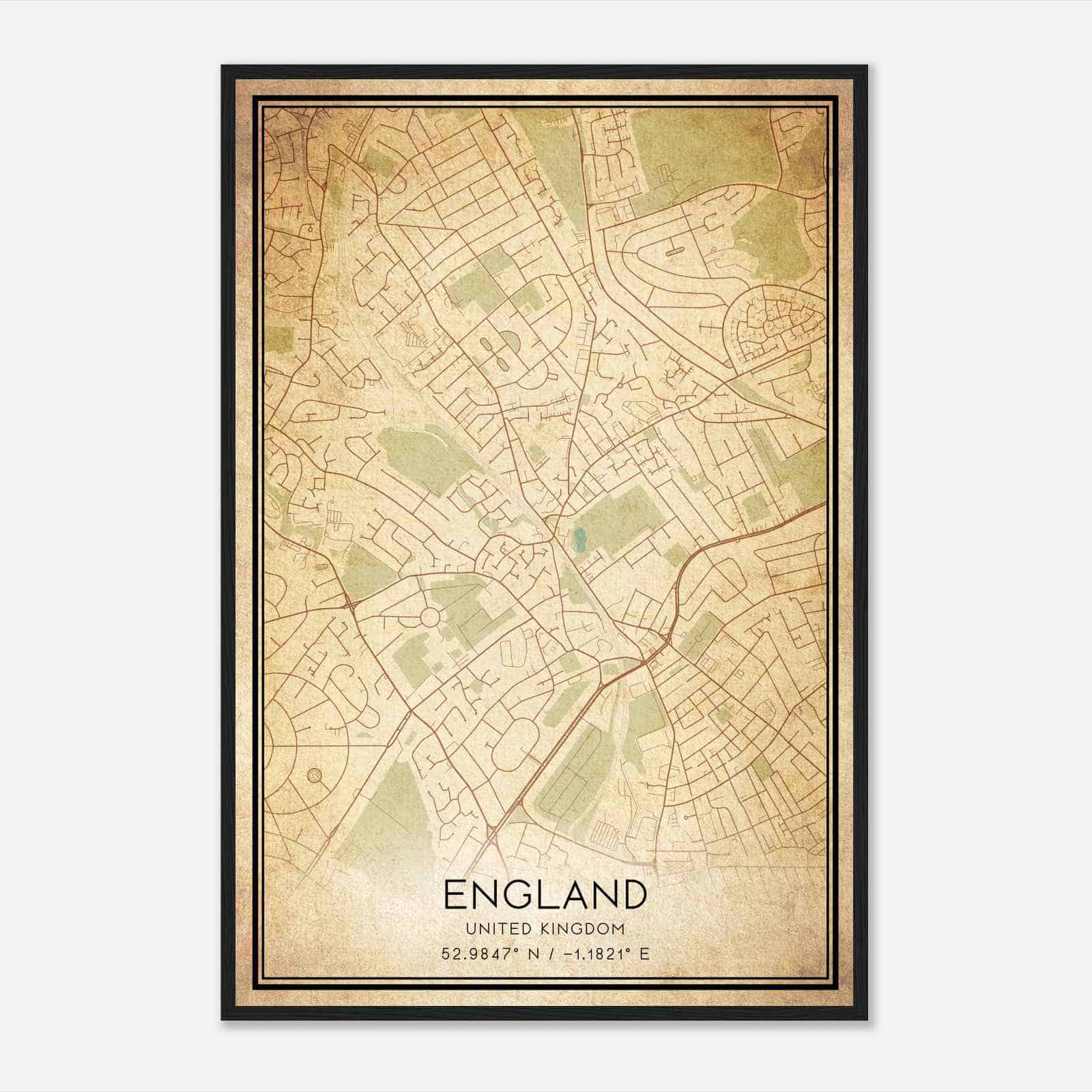 Vintage Basford United Kingdom Map Poster, Basford City Road Wall Art Print