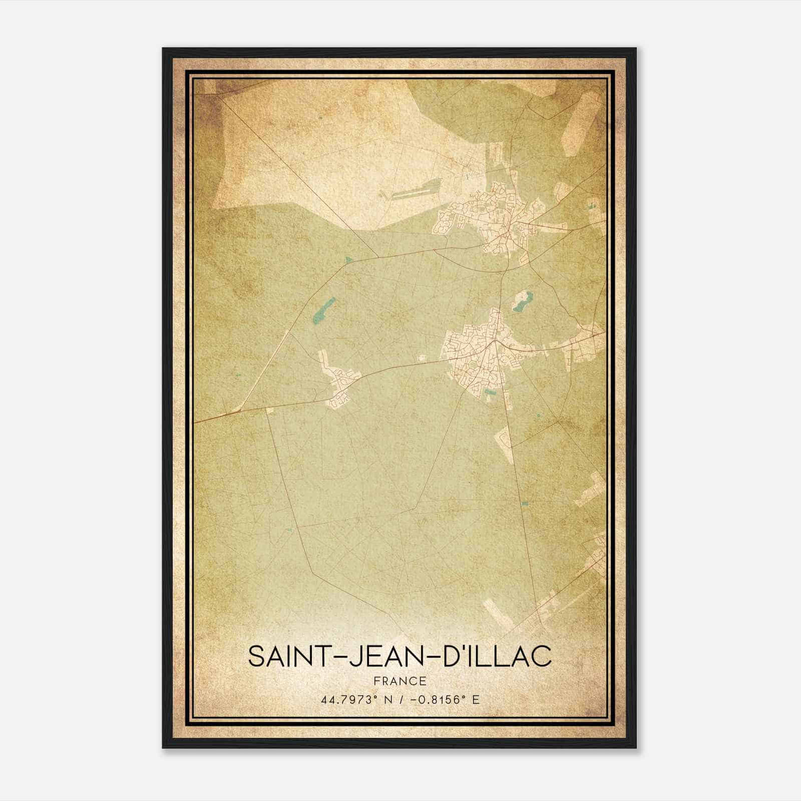 Vintage Saint-Jean-d’Illac France Map Poster, Saint-Jean-d’Illac City Road Wall Art Print