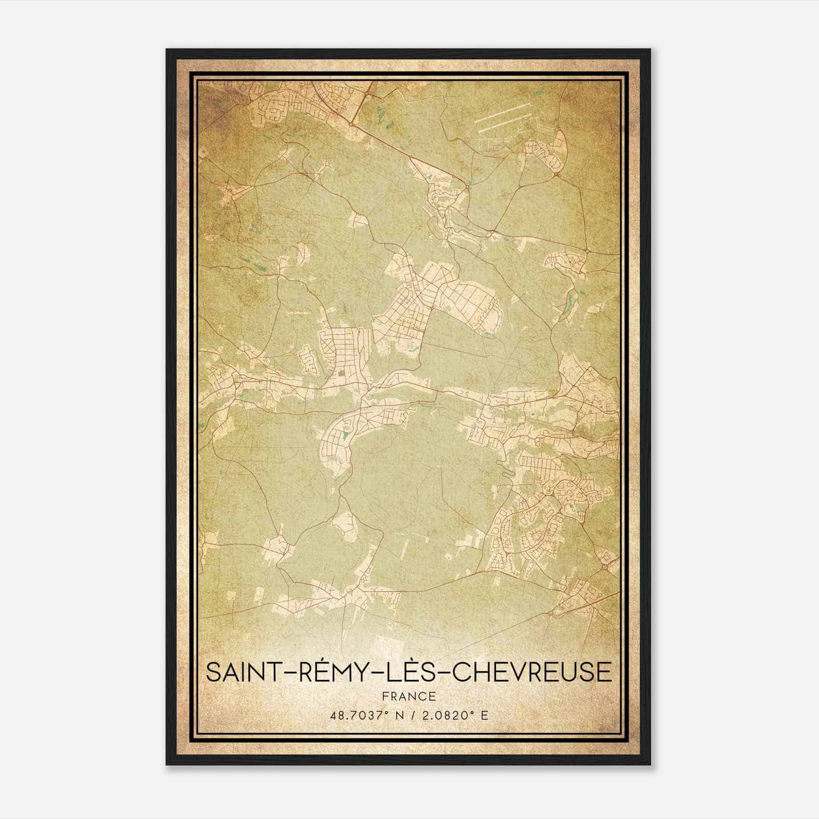Vintage Saint-Remy-les-Chevreuse France Map Poster, Saint-Remy-les-Chevreuse City Road Wall Art Print