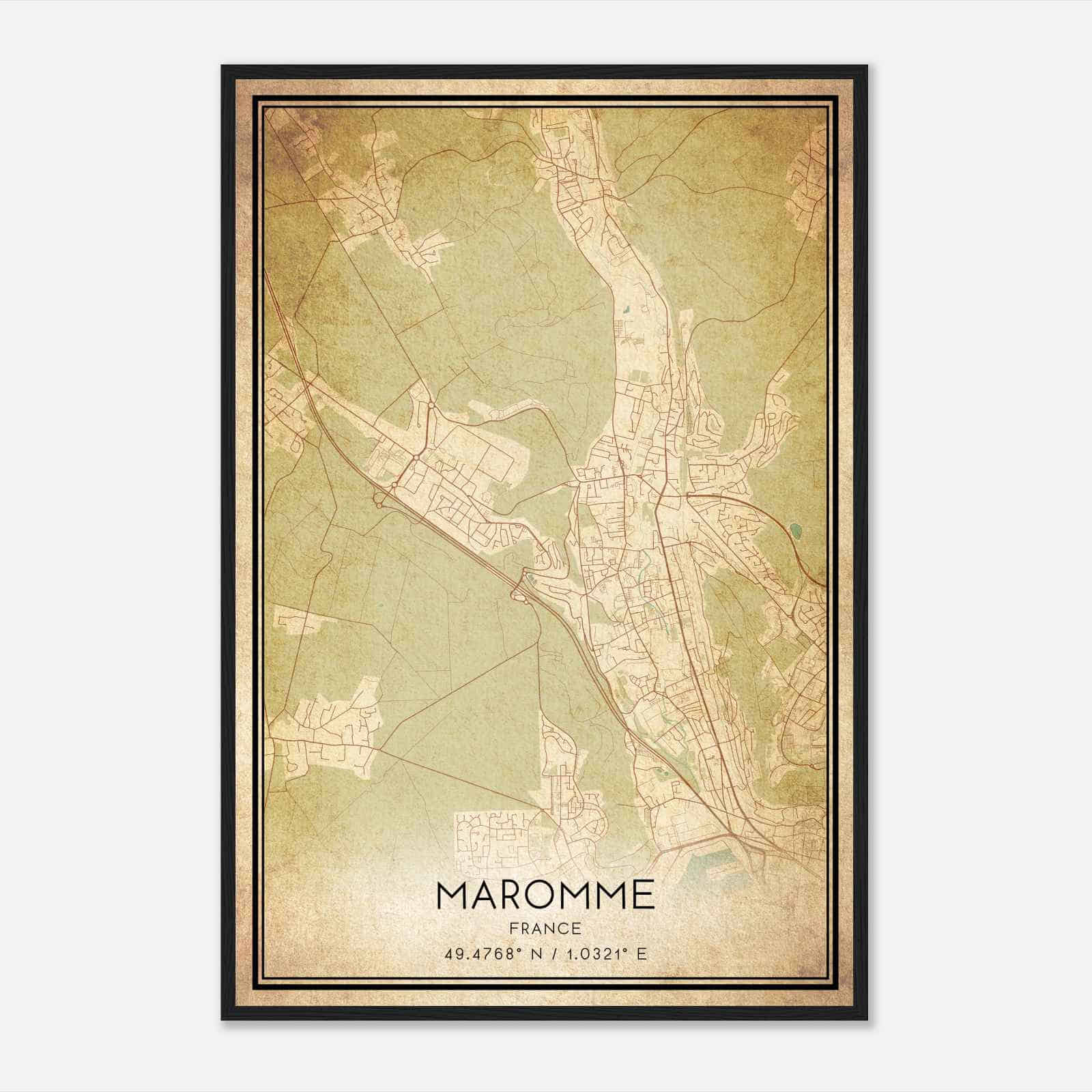 Vintage Maromme France Map Poster, Maromme City Road Wall Art Print