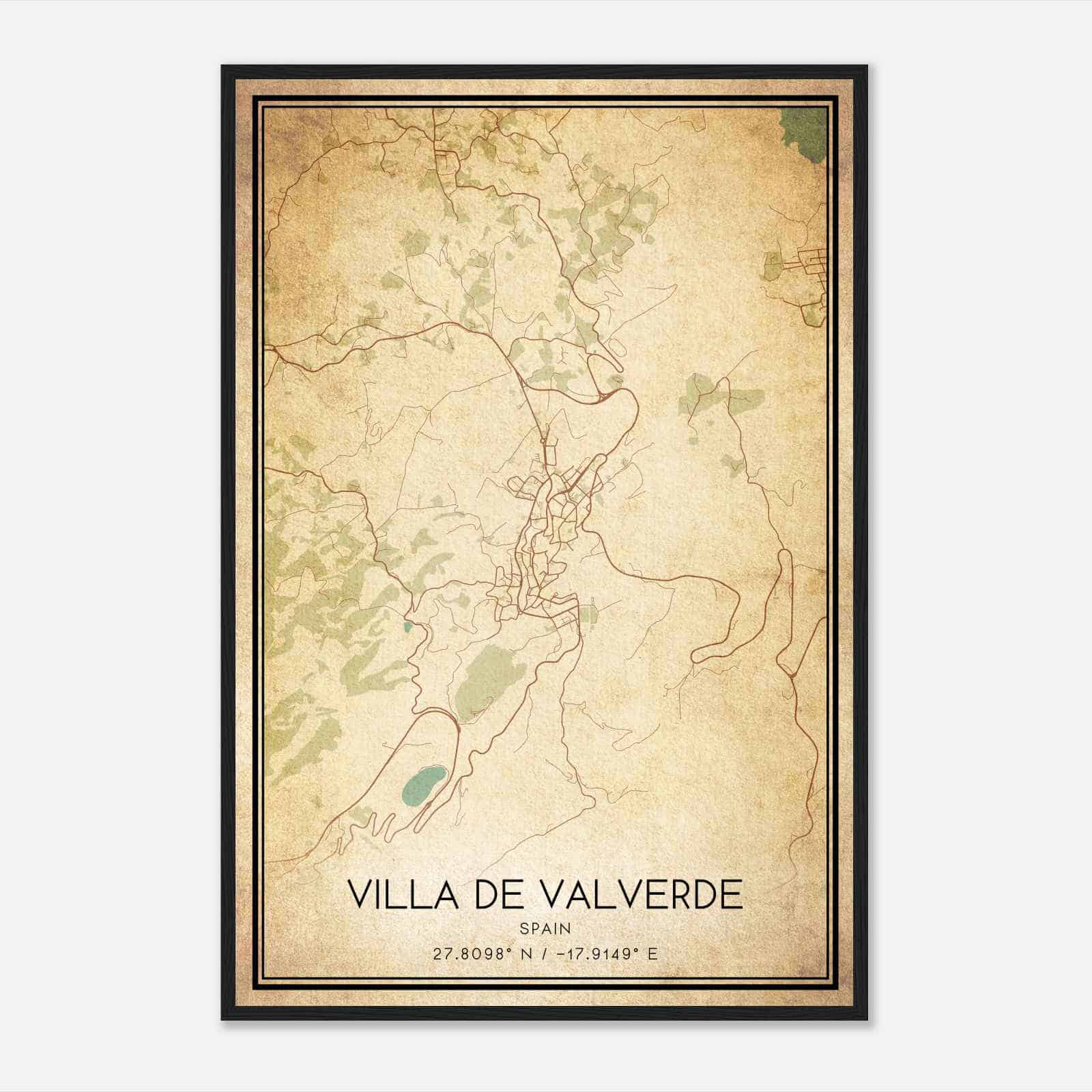 Vintage Valverde Spain Map Poster, Valverde City Road Wall Art Print
