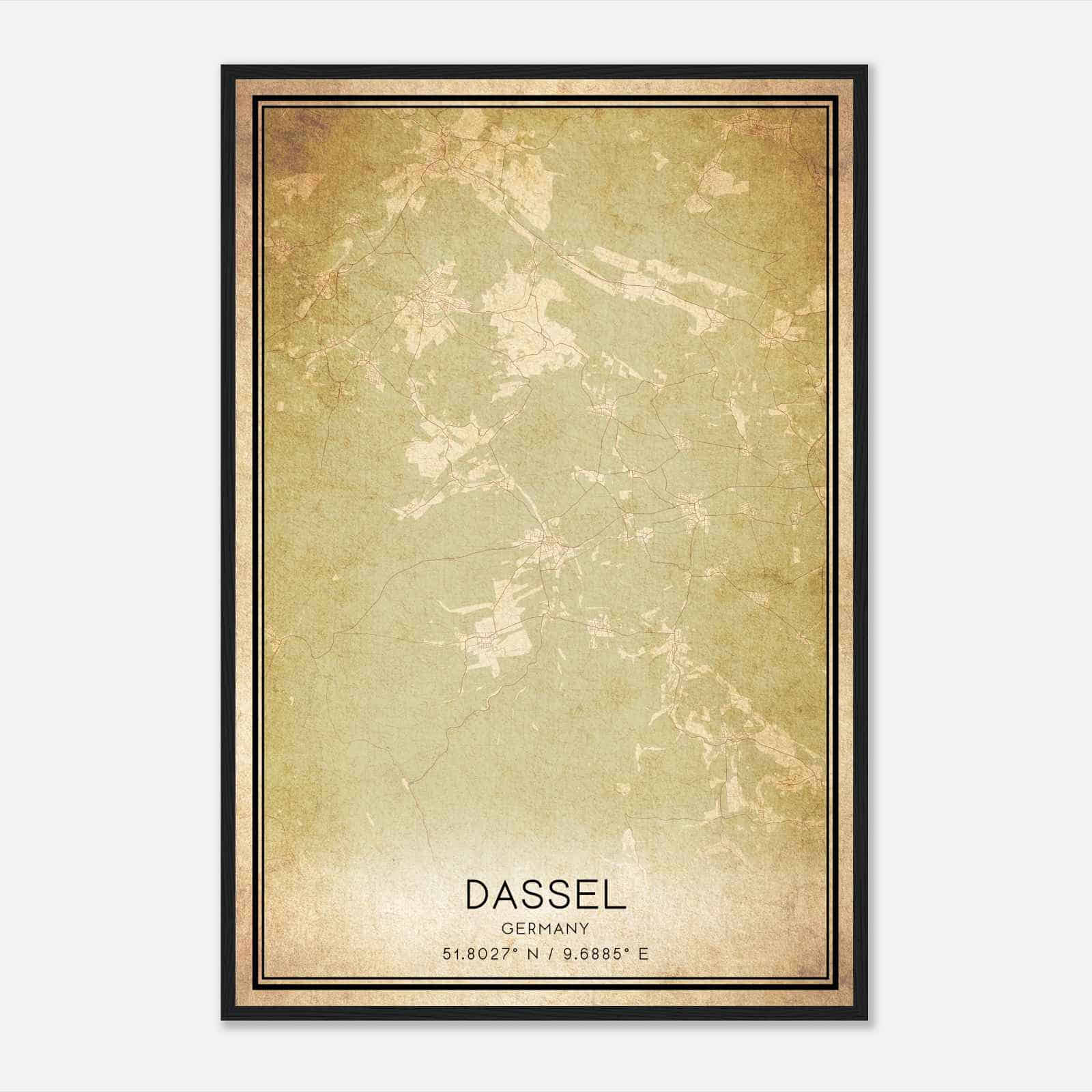 Vintage Dassel Germany Map Poster, Dassel City Road Wall Art Print