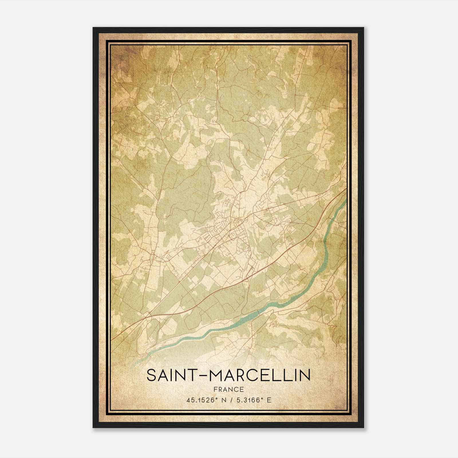 Vintage Saint-Marcellin France Map Poster, Saint-Marcellin City Road Wall Art Print