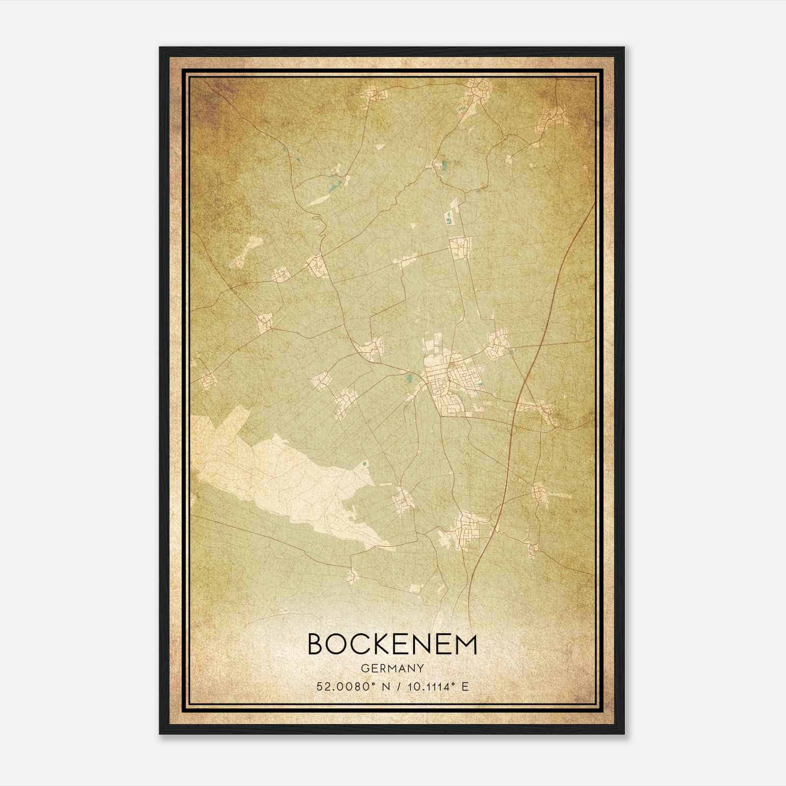 Vintage Bockenem Germany Map Poster, Bockenem City Road Wall Art Print