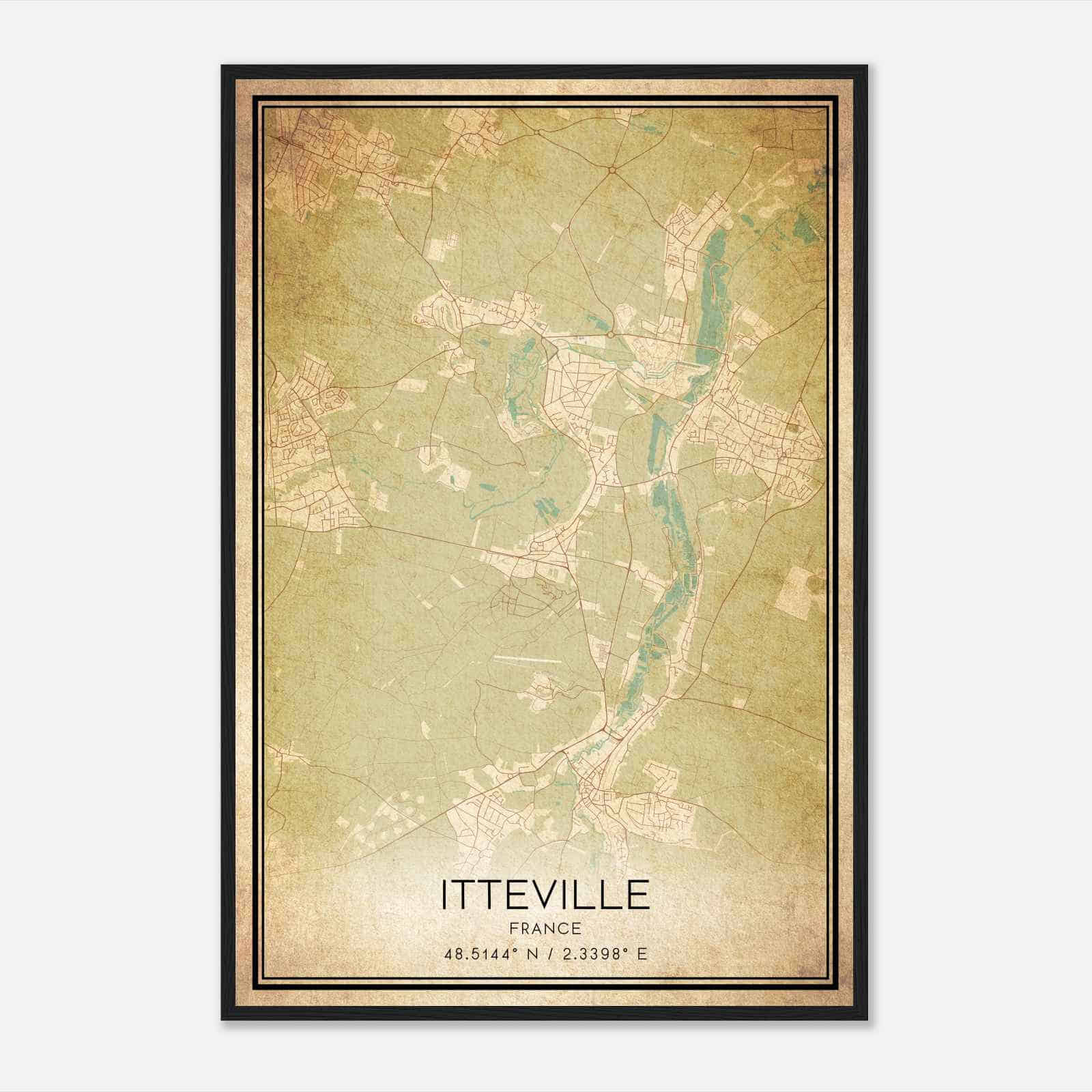 Vintage Itteville France Map Poster, Itteville City Road Wall Art Print Vintage Itteville France Map Poster, Itteville City Road Wall Art Print