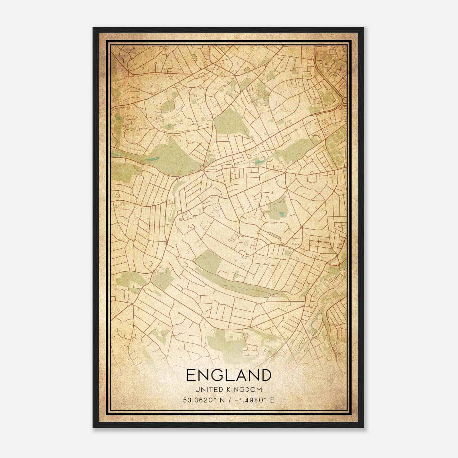 Vintage Ecclesall United Kingdom Map Poster, Ecclesall City Road Wall Art Print