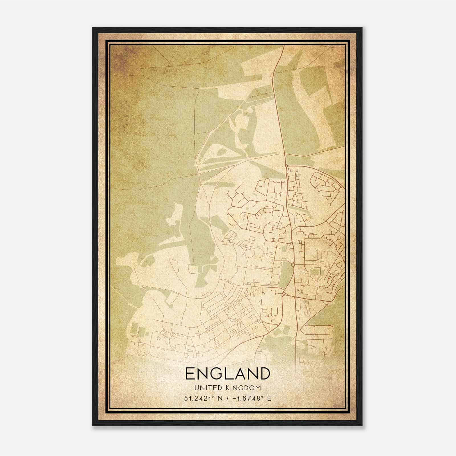 Vintage North Tidworth United Kingdom Map Poster, North Tidworth City Road Wall Art Print