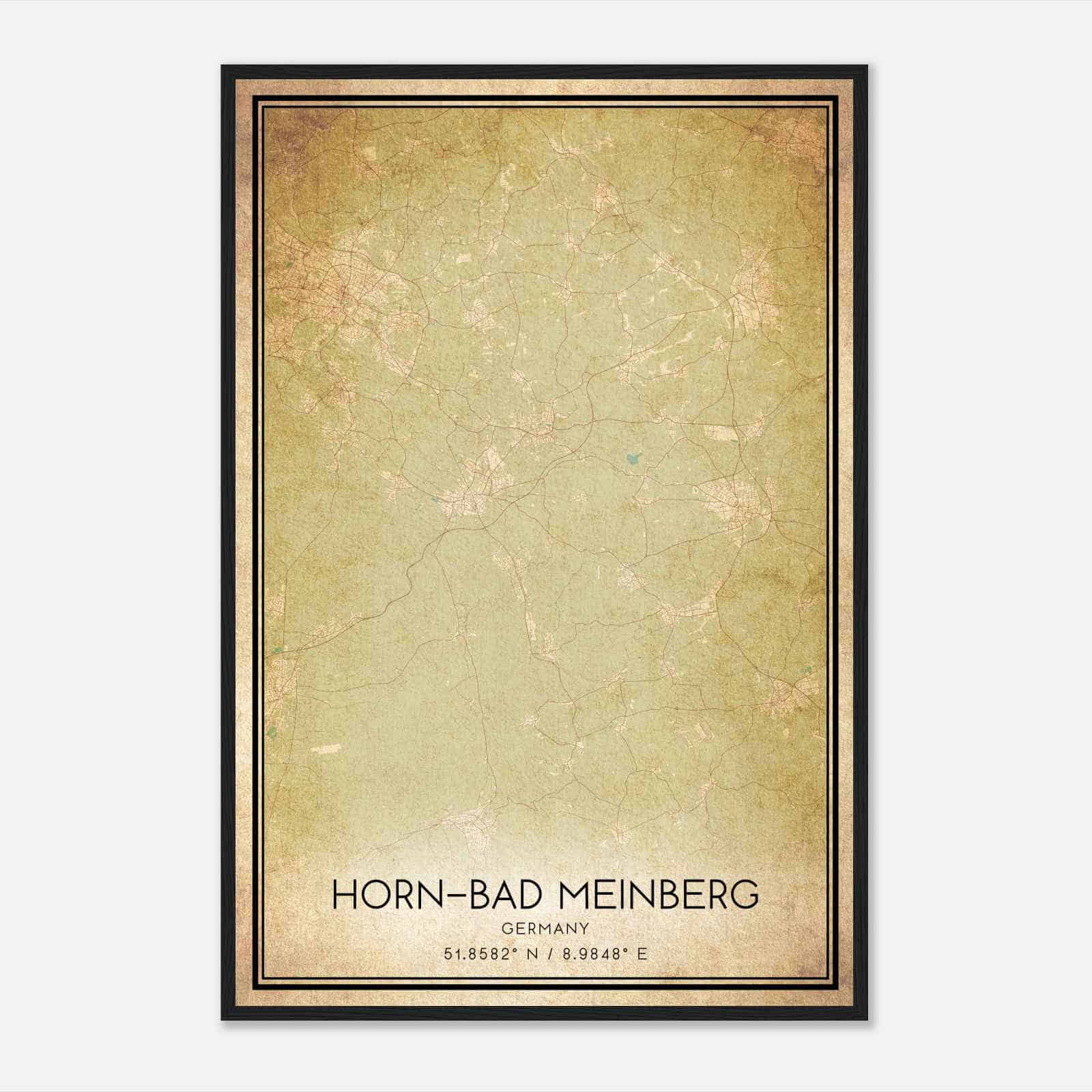 Vintage Horn-Bad Meinberg Germany Map Poster, Horn-Bad Meinberg City Road Wall Art Print