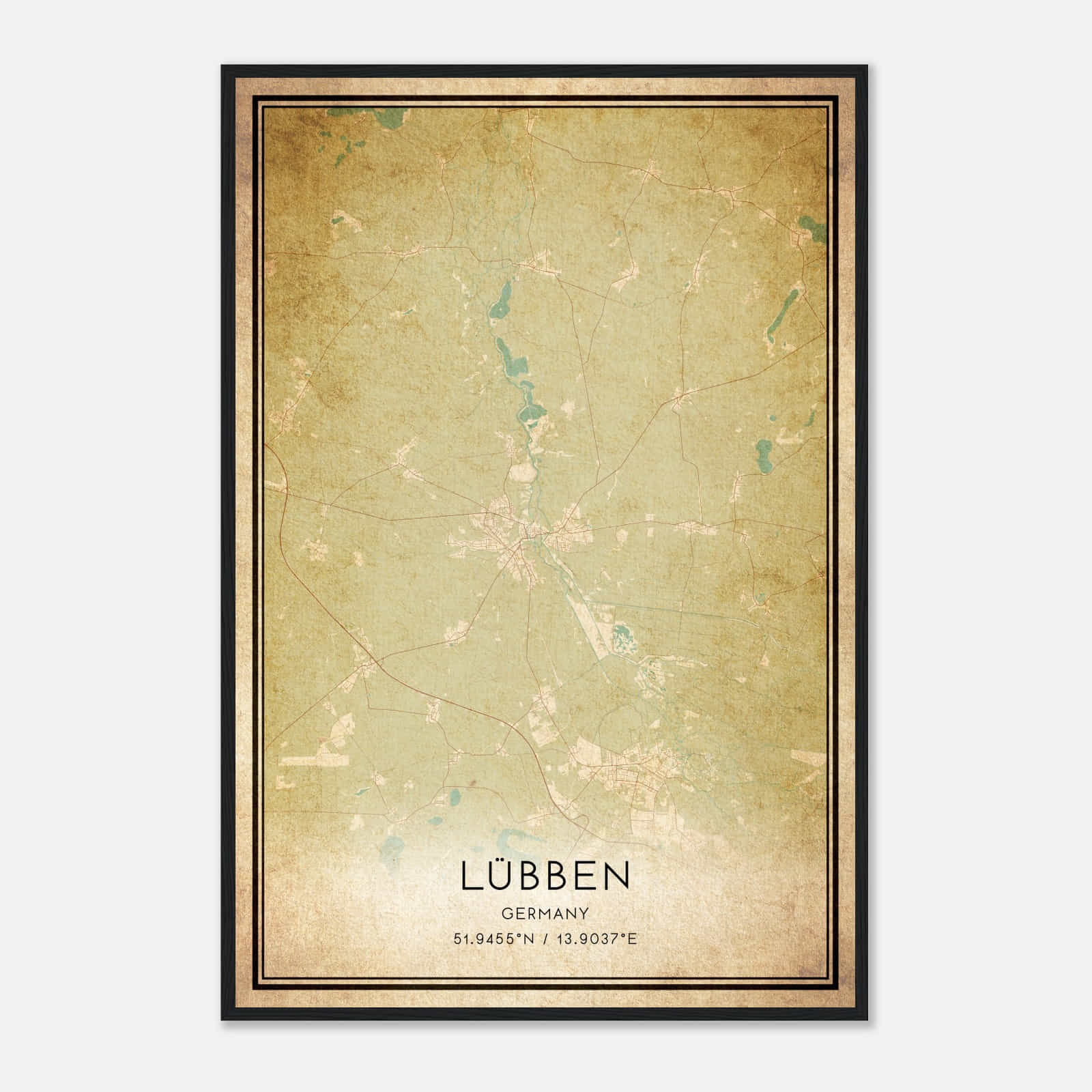 Vintage Lubben (Spreewald) Germany Map Poster, Lubben (Spreewald) City Road Wall Art Print Vintage Lubben (Spreewald) Germany Map Poster, Lubben (Spreewald) City Road Wall Art Print