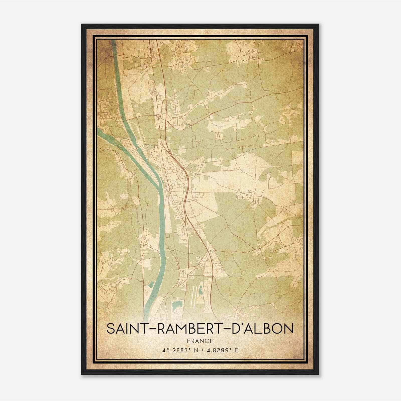 Vintage Saint-Rambert-d’Albon France Map Poster, Saint-Rambert-d’Albon City Road Wall Art Print