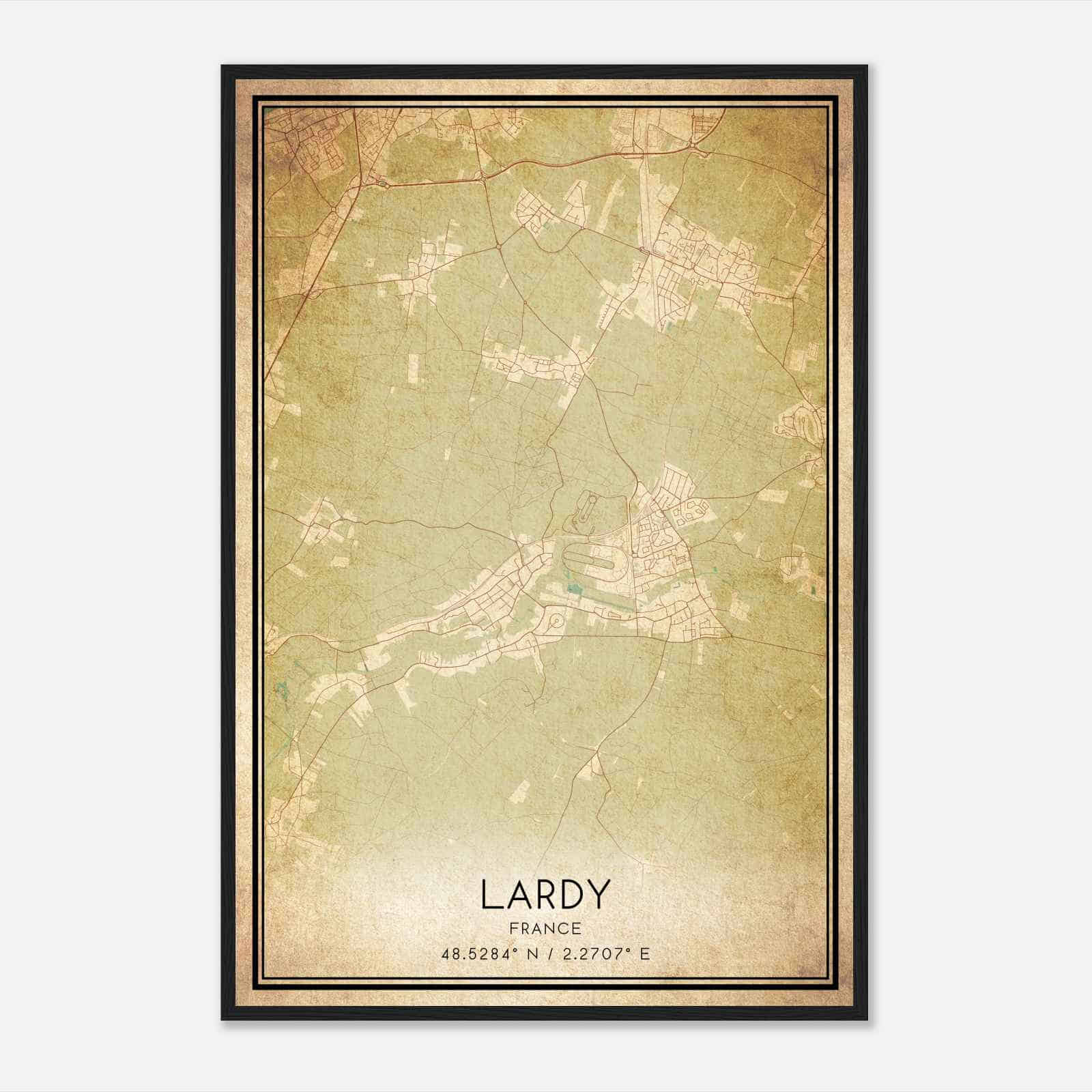 Vintage Lardy France Map Poster, Lardy City Road Wall Art Print Vintage Lardy France Map Poster, Lardy City Road Wall Art Print