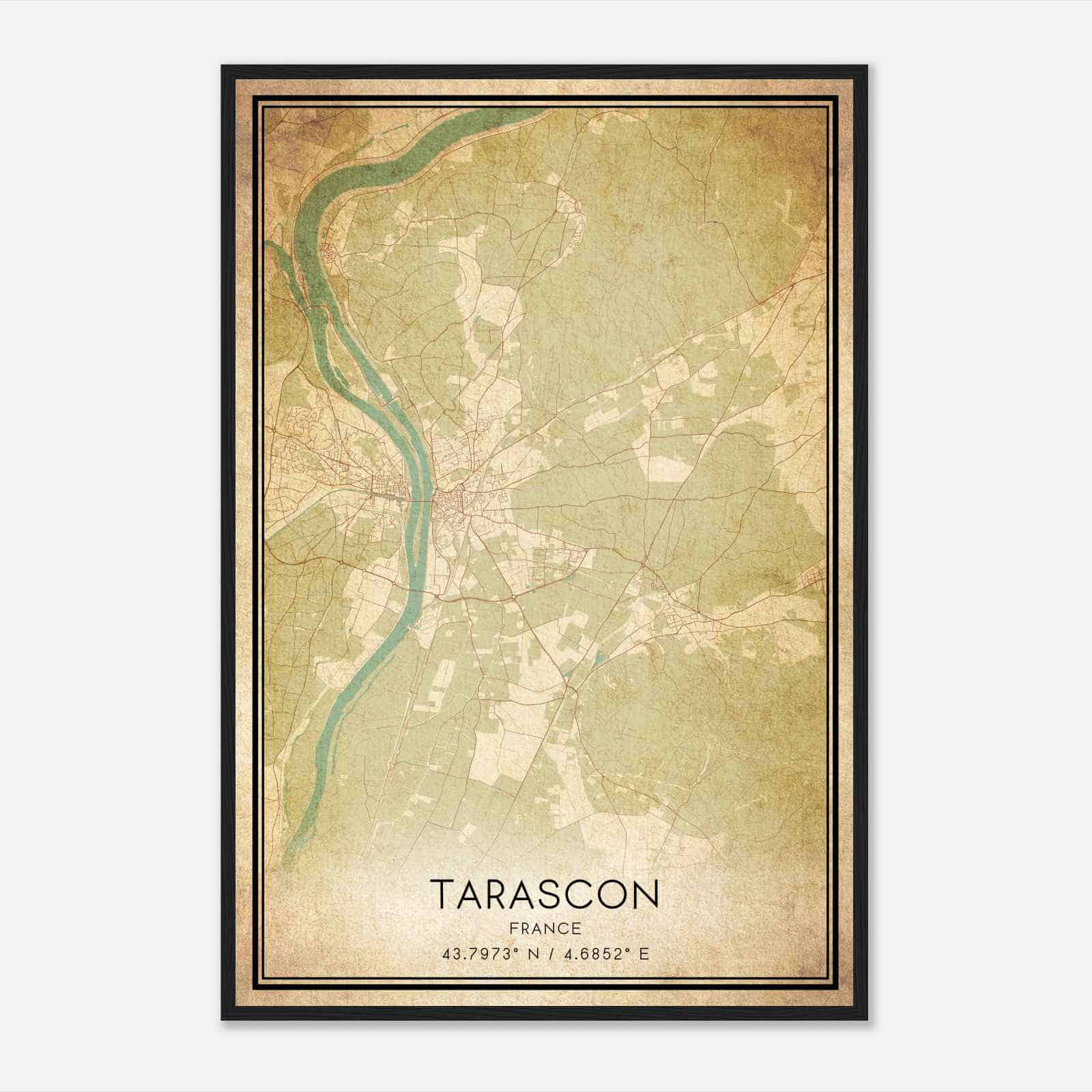 Vintage Tarascon France Map Poster, Tarascon City Road Wall Art Print