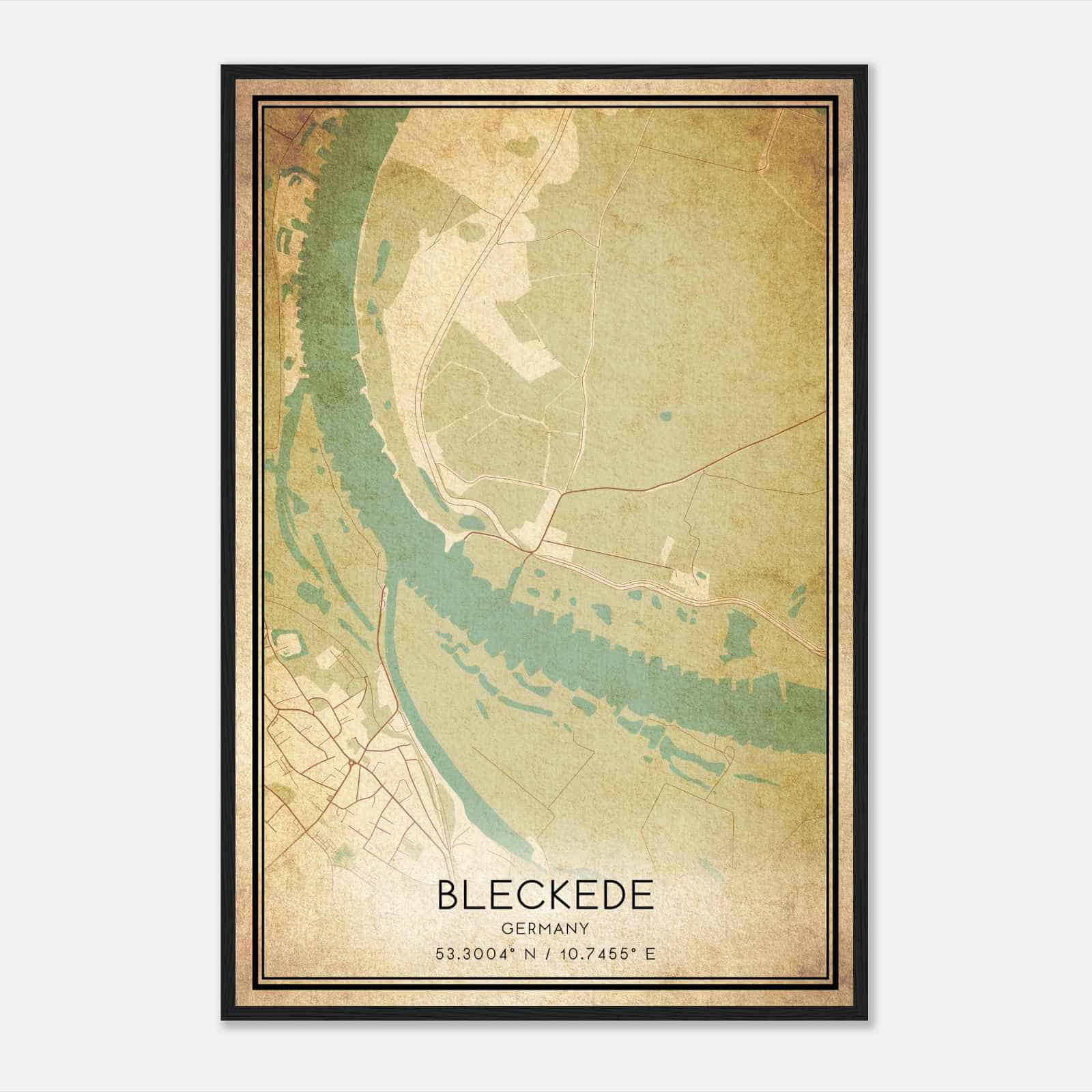 Vintage Neu Bleckede Germany Map Poster, Neu Bleckede City Road Wall Art Print