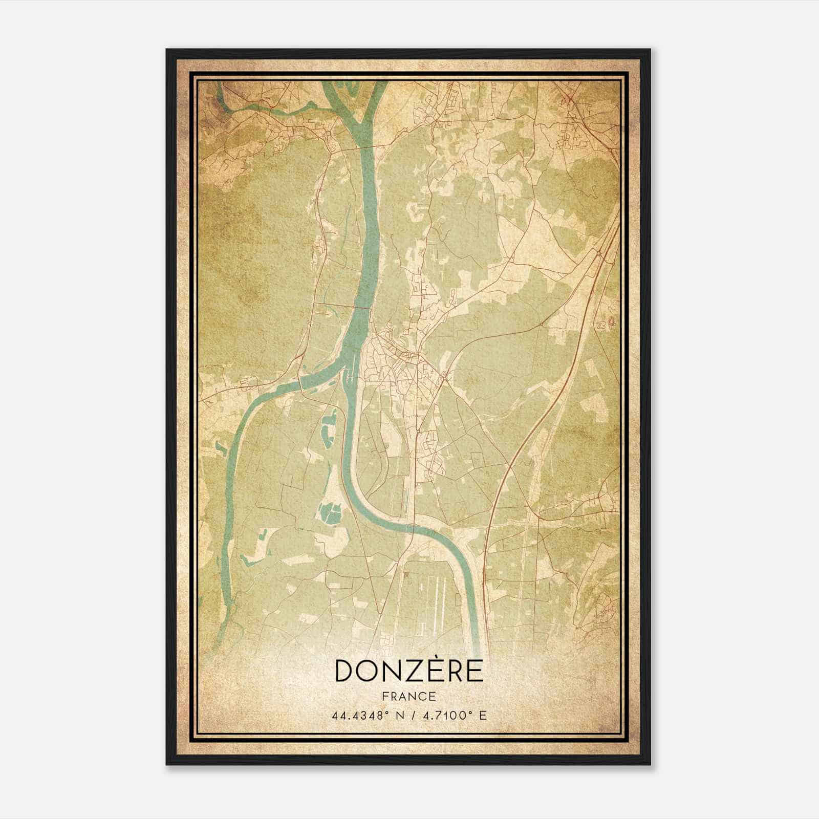 Vintage Donzere France Map Poster, Donzere City Road Wall Art Print