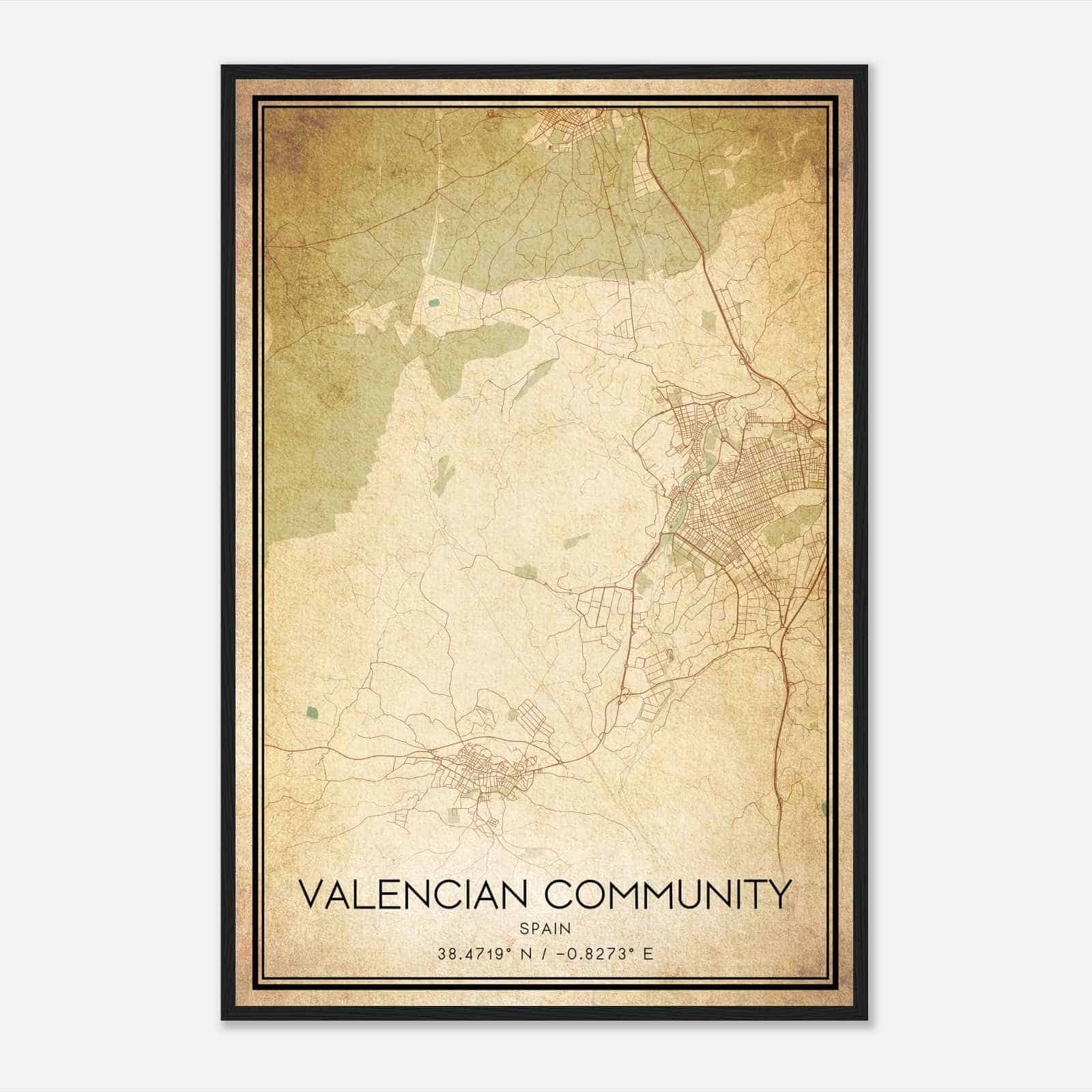 Vintage Elda Spain Map Poster, Elda City Road Wall Art Print