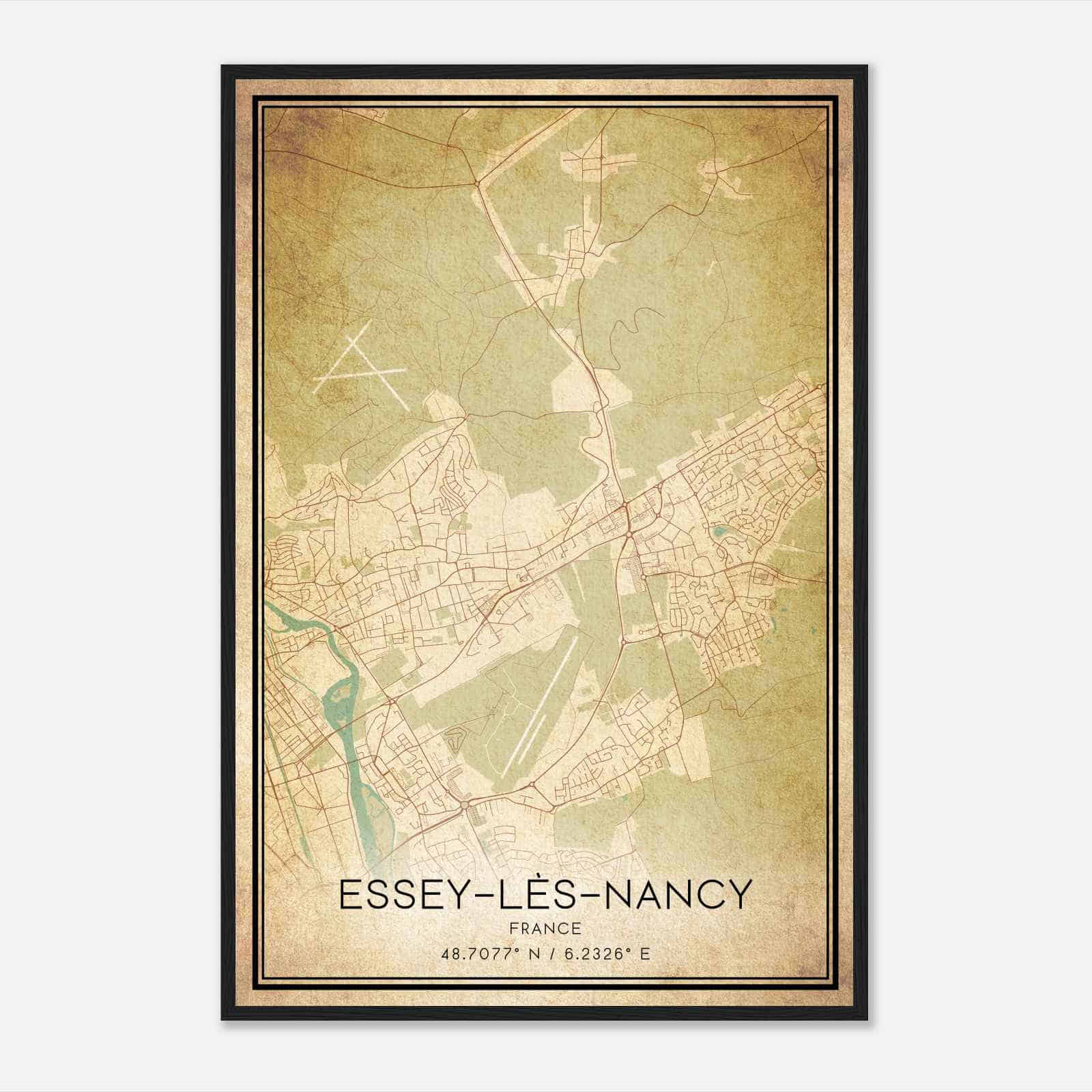 Vintage Essey-les-Nancy France Map Poster, Essey-les-Nancy City Road Wall Art Print