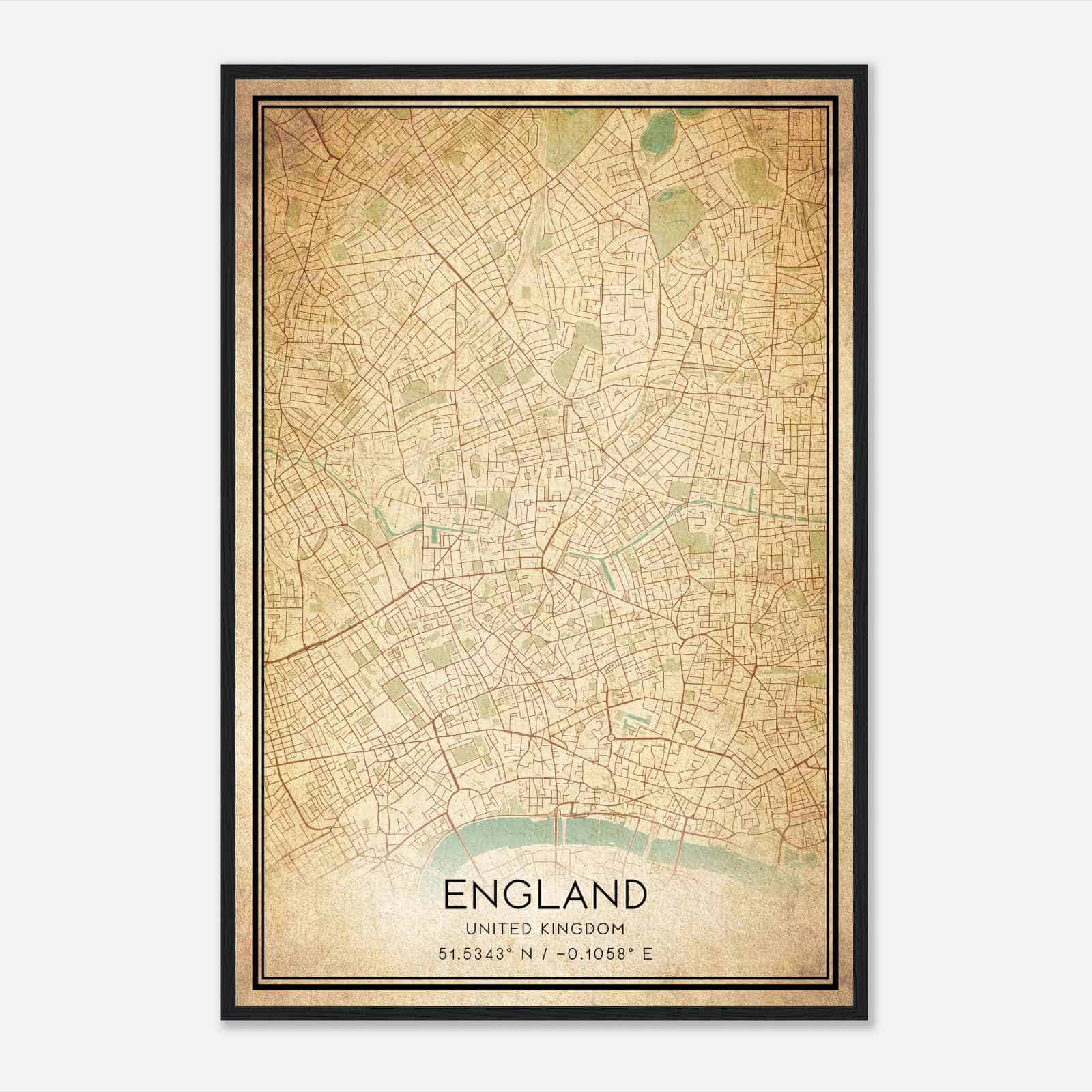 Vintage Islington United Kingdom Map Poster, Islington City Road Wall Art Print