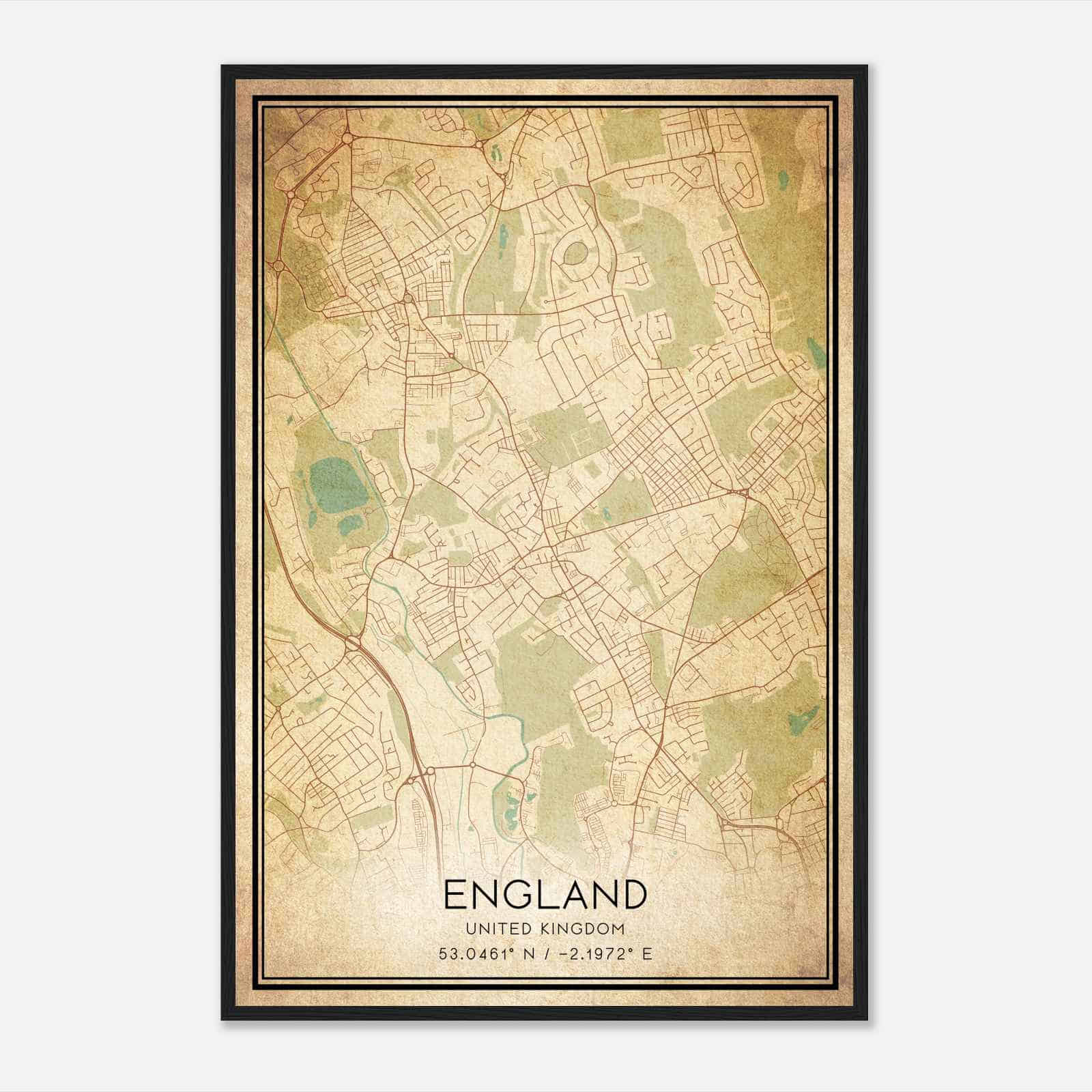 Vintage Burslem United Kingdom Map Poster, Burslem City Road Wall Art Print
