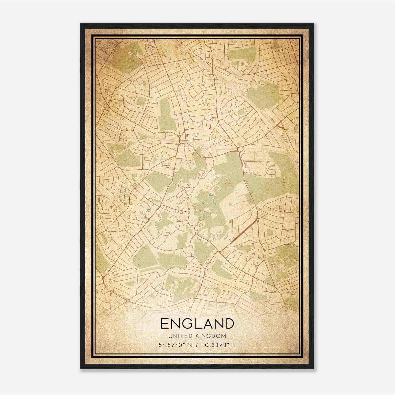 Vintage Harrow on the Hill United Kingdom Map Poster, Harrow on the Hill City Road Wall Art Print