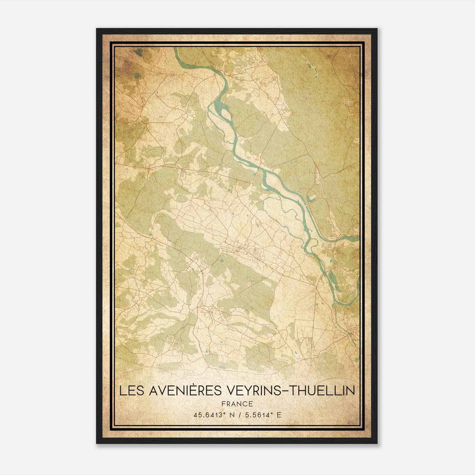 Vintage Les Avenieres France Map Poster, Les Avenieres City Road Wall Art Print