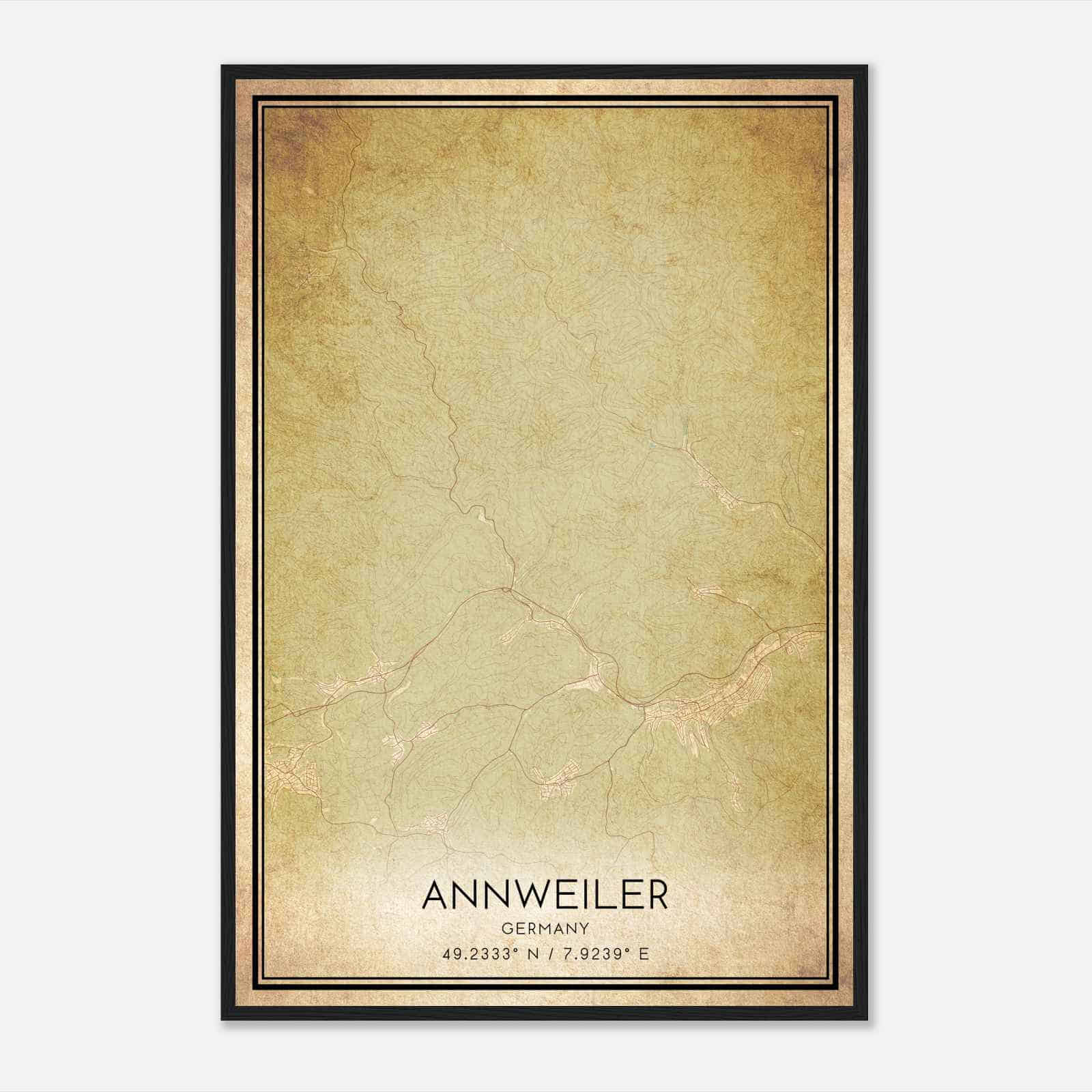Vintage Annweiler am Trifels Germany Map Poster, Annweiler am Trifels City Road Wall Art Print