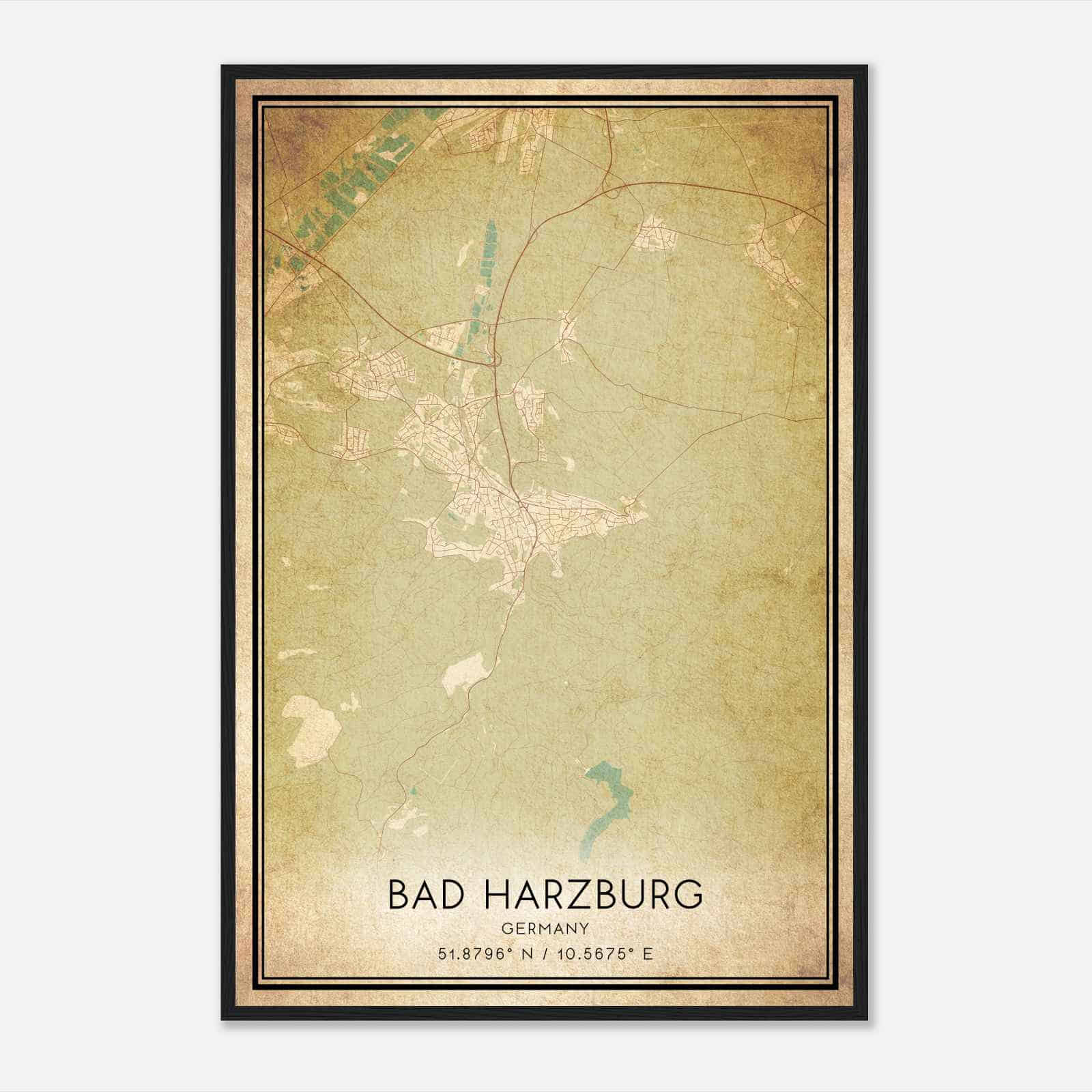 Vintage Bad Harzburg Germany Map Poster, Bad Harzburg City Road Wall Art Print