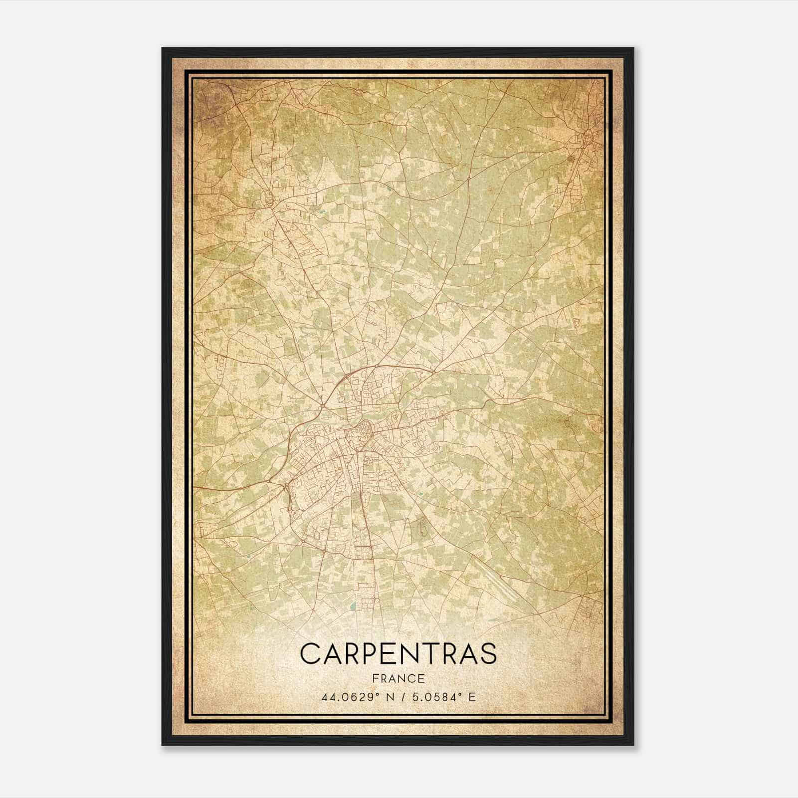 Vintage Carpentras France Map Poster, Carpentras City Road Wall Art Print