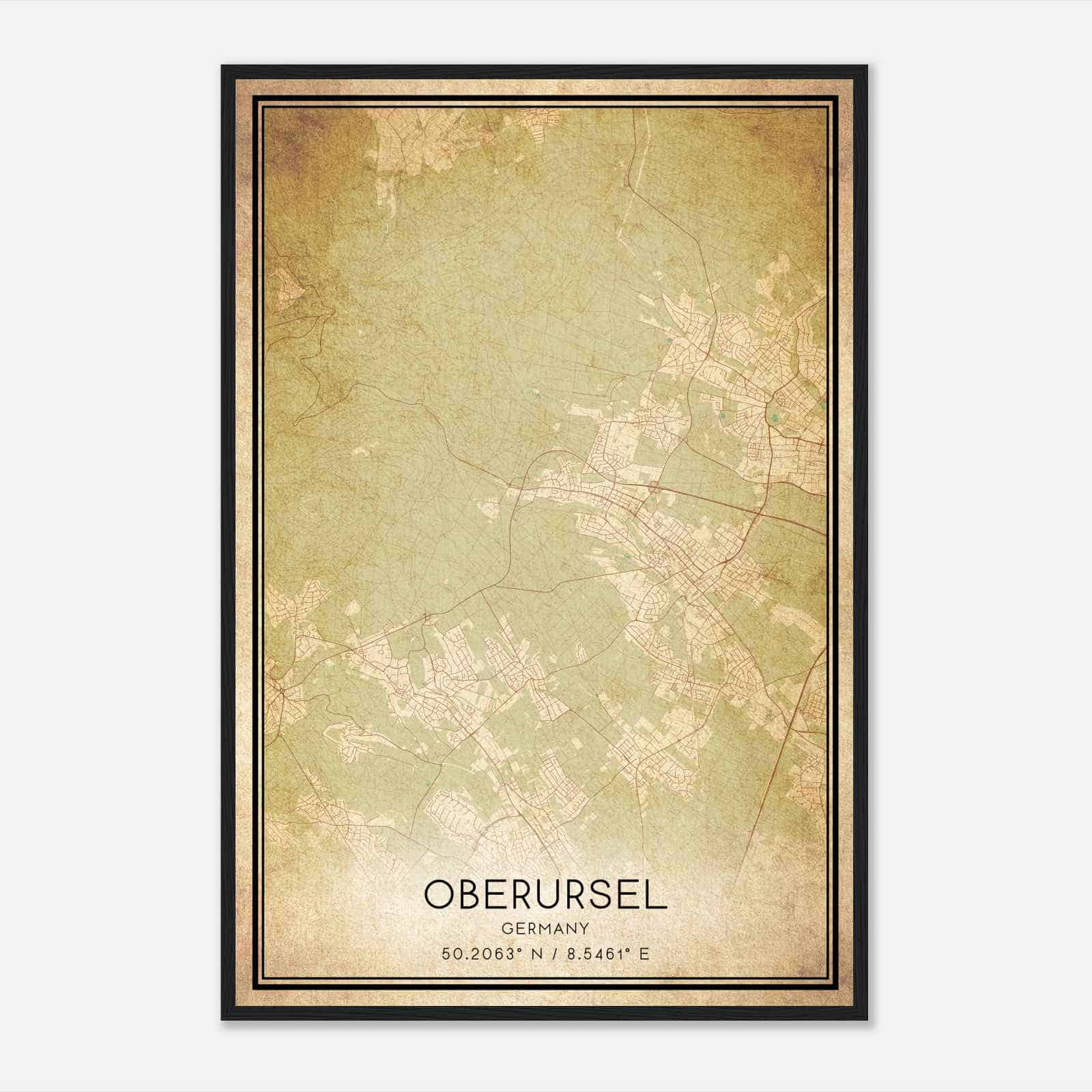 Vintage Oberursel Germany Map Poster, Oberursel City Road Wall Art Print