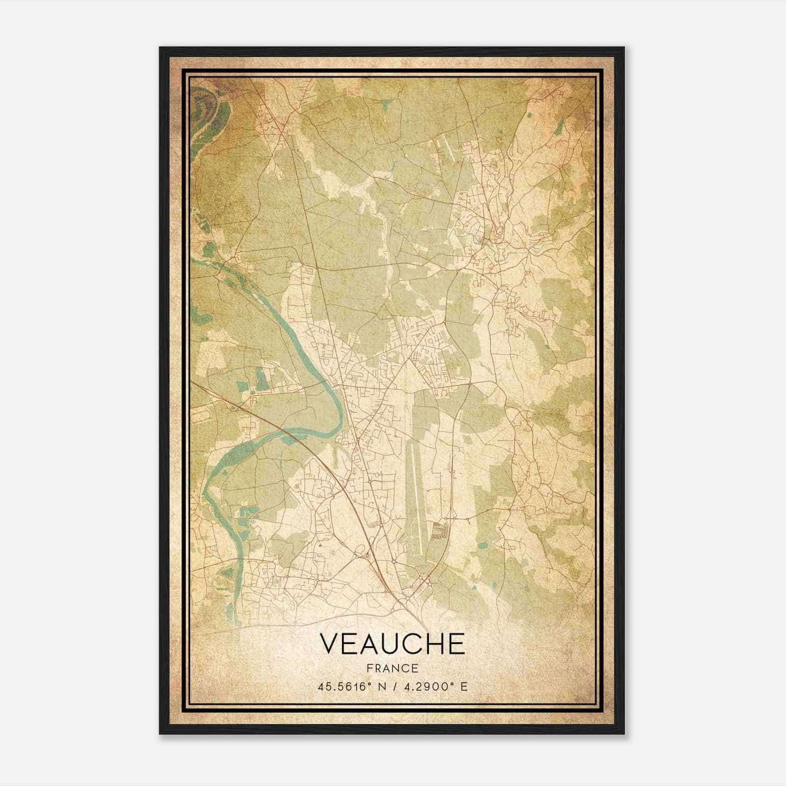 Vintage Veauche France Map Poster, Veauche City Road Wall Art Print