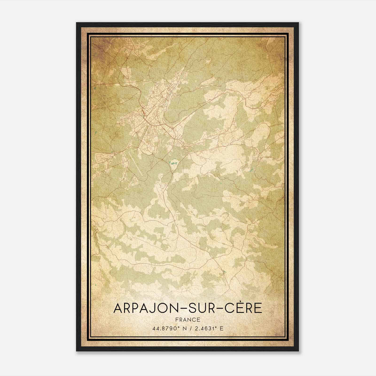 Vintage Arpajon-sur-Cere France Map Poster, Arpajon-sur-Cere City Road Wall Art Print