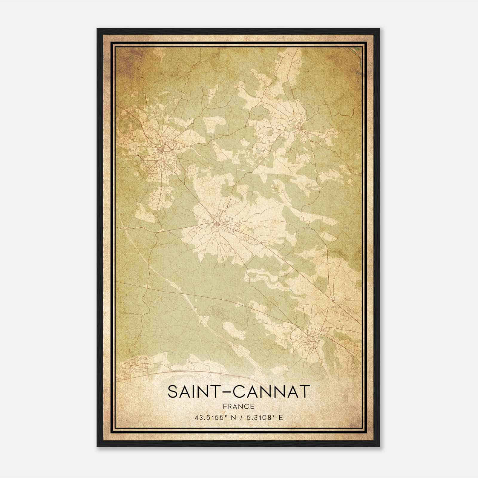 Vintage Saint-Cannat France Map Poster, Saint-Cannat City Road Wall Art Print