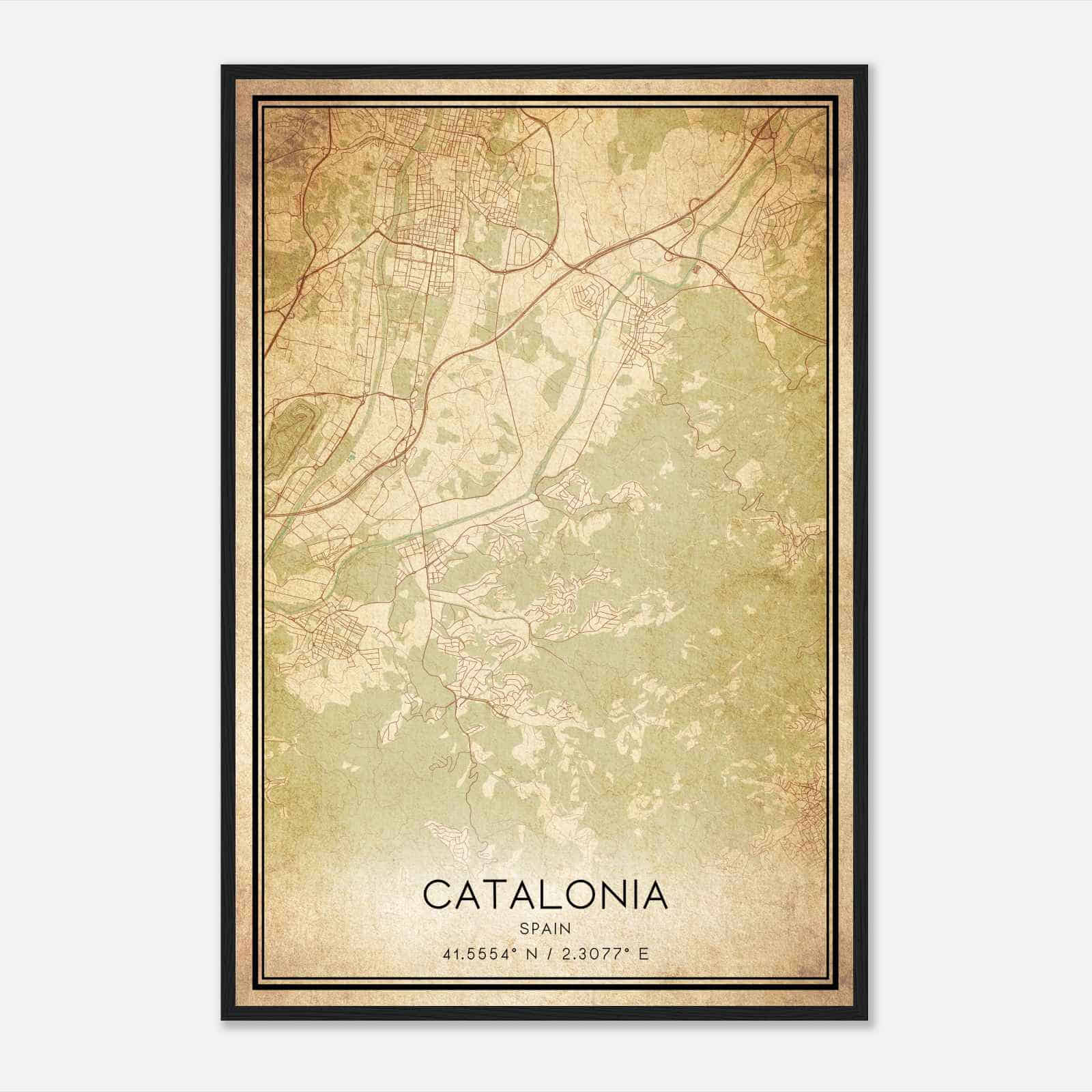 Vintage Vilanova de la Roca Spain Map Poster, Vilanova de la Roca City Road Wall Art Print