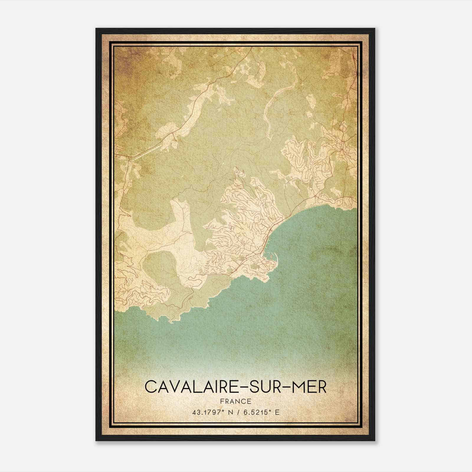 Vintage Cavalaire-sur-Mer France Map Poster, Cavalaire-sur-Mer City Road Wall Art Print