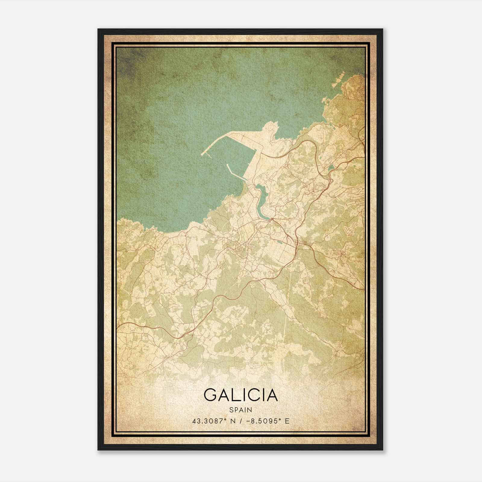 Vintage Arteijo Spain Map Poster, Arteijo City Road Wall Art Print