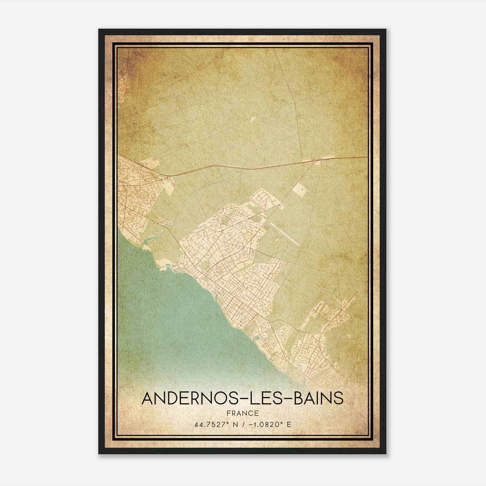Vintage Andernos-les-Bains France Map Poster, Andernos-les-Bains City Road Wall Art Print