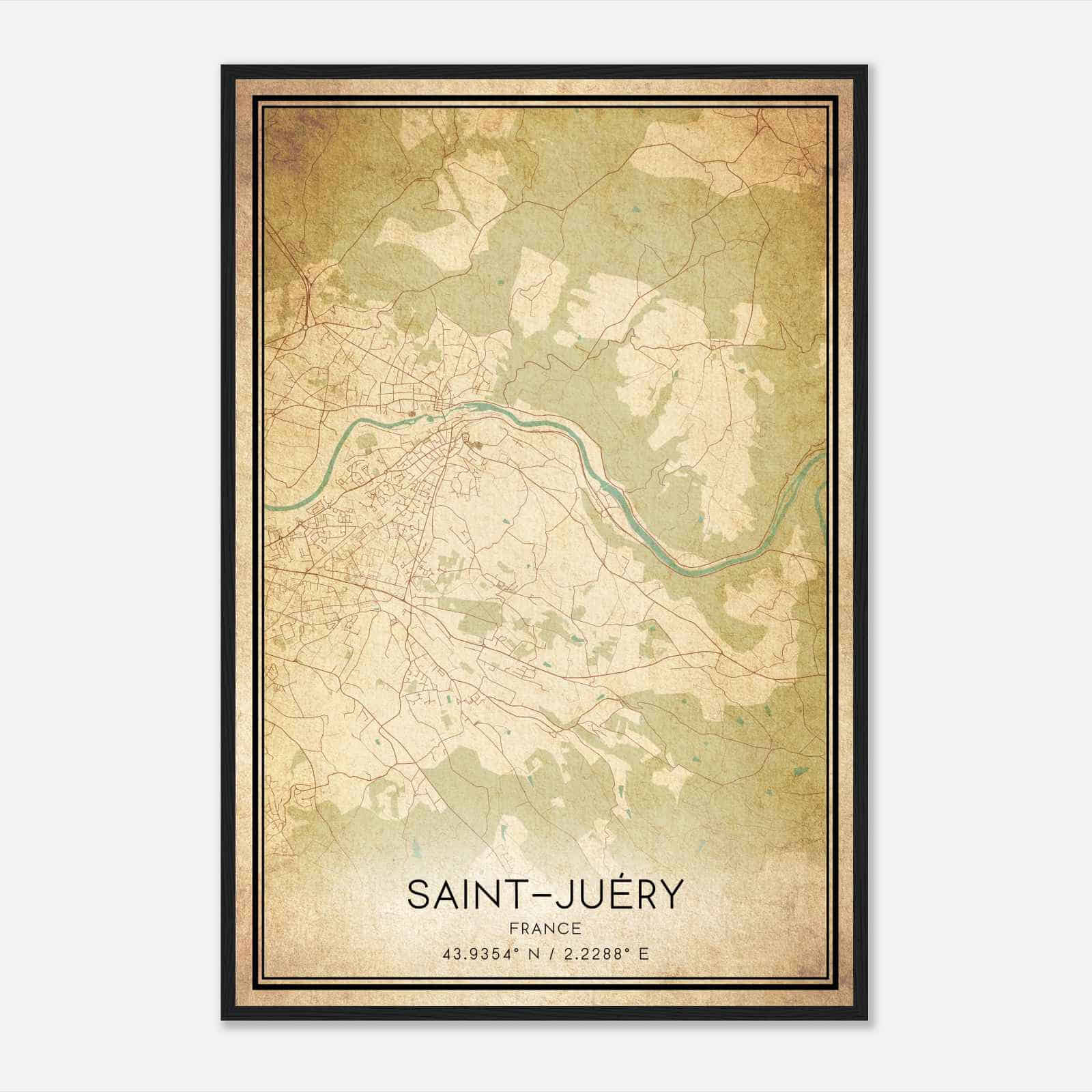 Vintage Saint-Juery France Map Poster, Saint-Juery City Road Wall Art Print