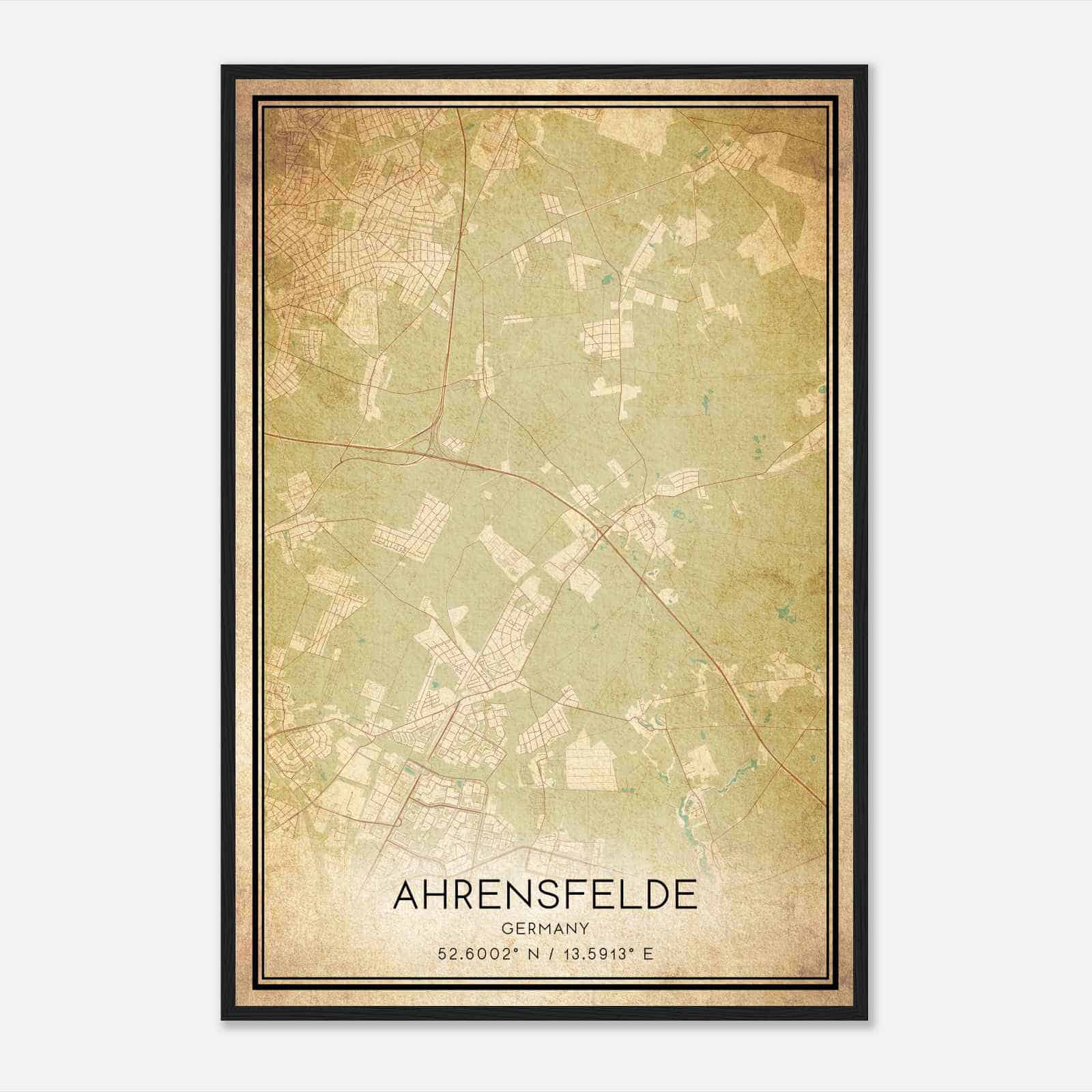Vintage Ahrensfelde Germany Map Poster, Ahrensfelde City Road Wall Art Print Vintage Ahrensfelde Germany Map Poster, Ahrensfelde City Road Wall Art Print
