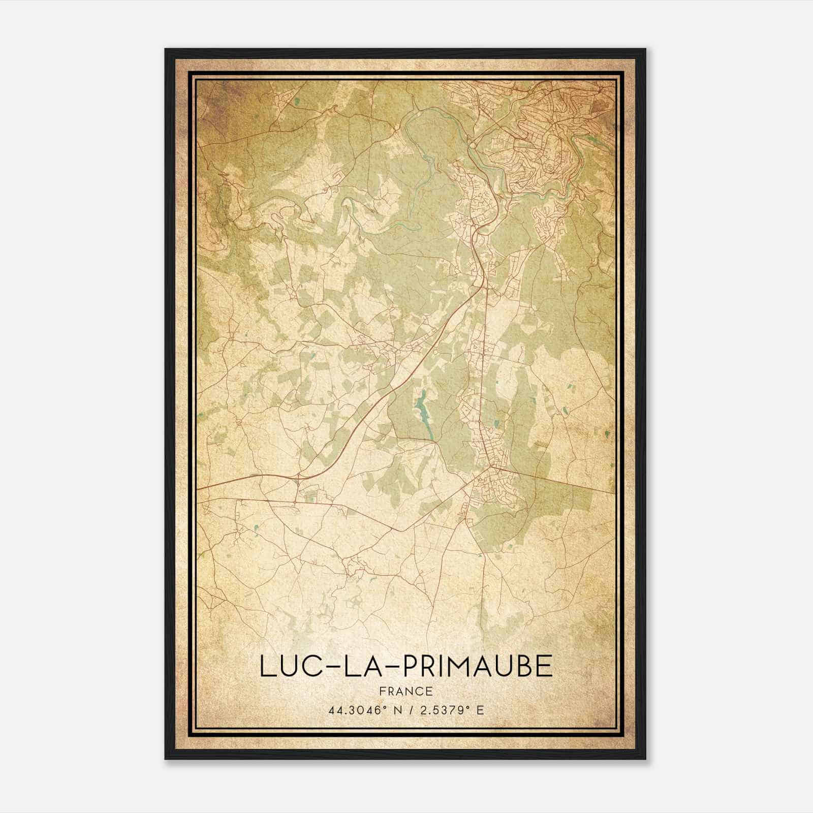 Vintage La Primaube France Map Poster, La Primaube City Road Wall Art Print