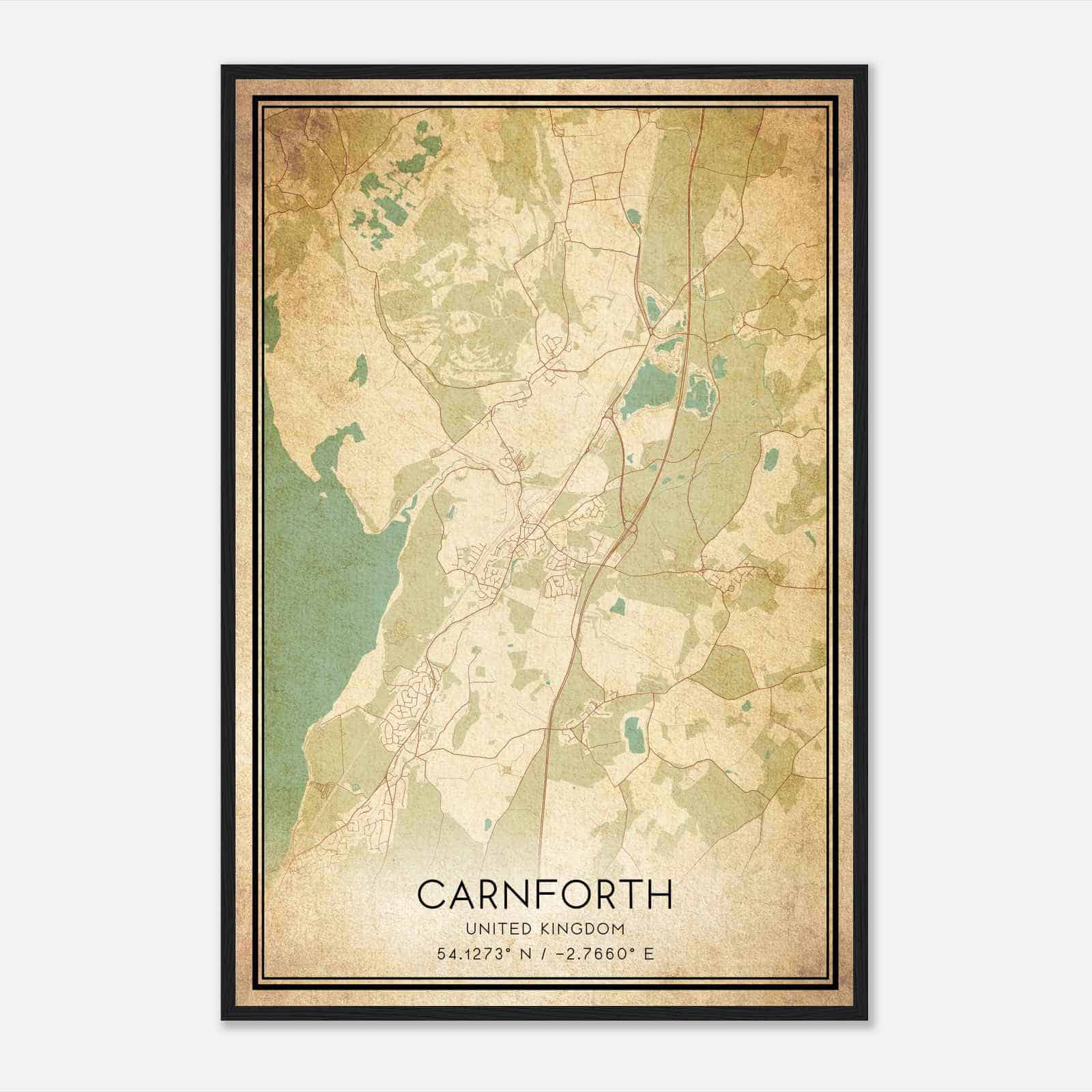 Vintage Carnforth United Kingdom Map Poster, Carnforth City Road Wall Art Print Vintage Carnforth United Kingdom Map Poster, Carnforth City Road Wall Art Print