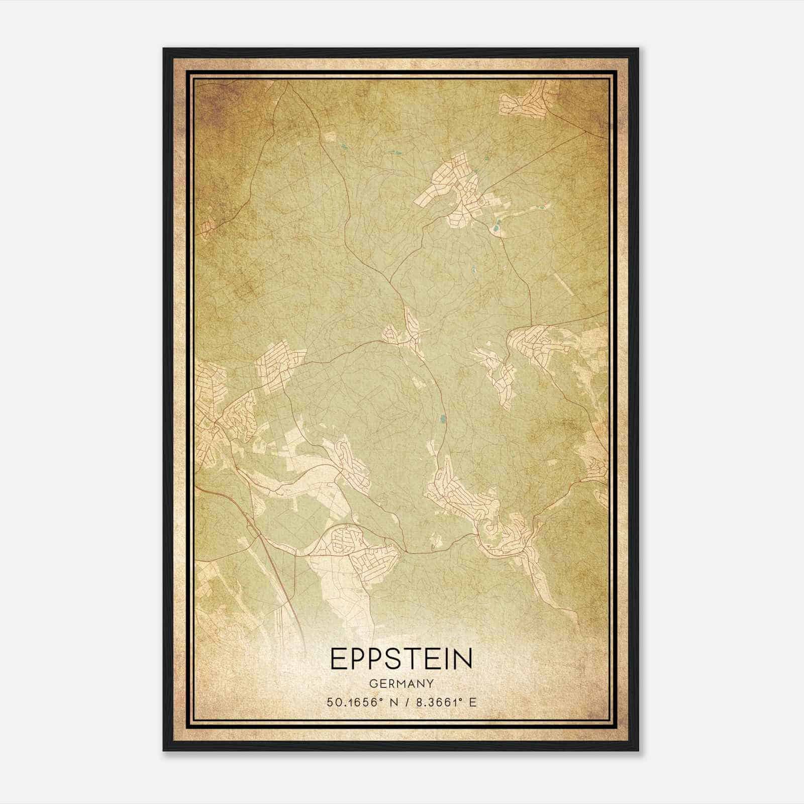 Vintage Eppstein Germany Map Poster, Eppstein City Road Wall Art Print