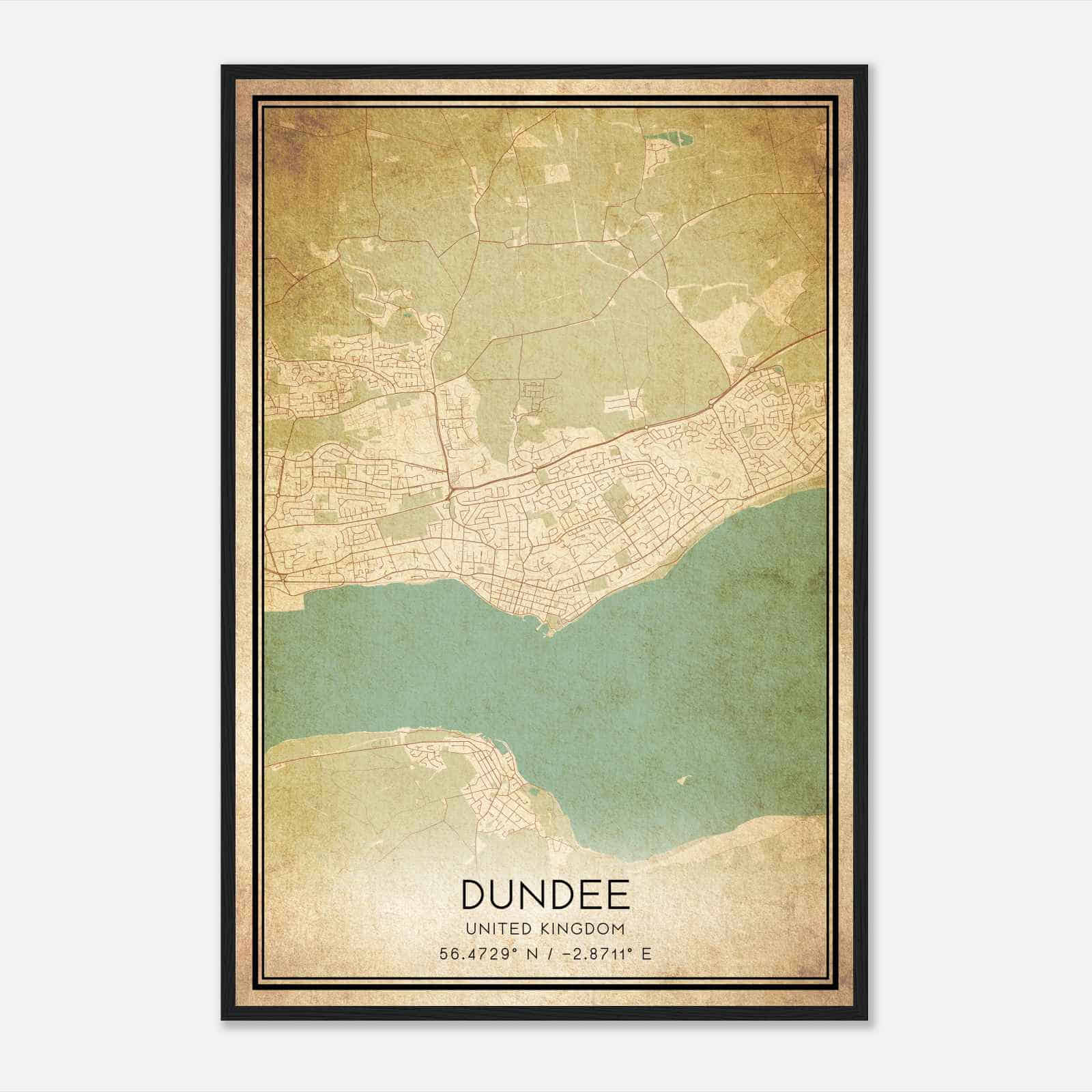 Vintage Broughty Ferry United Kingdom Map Poster, Broughty Ferry City Road Wall Art Print