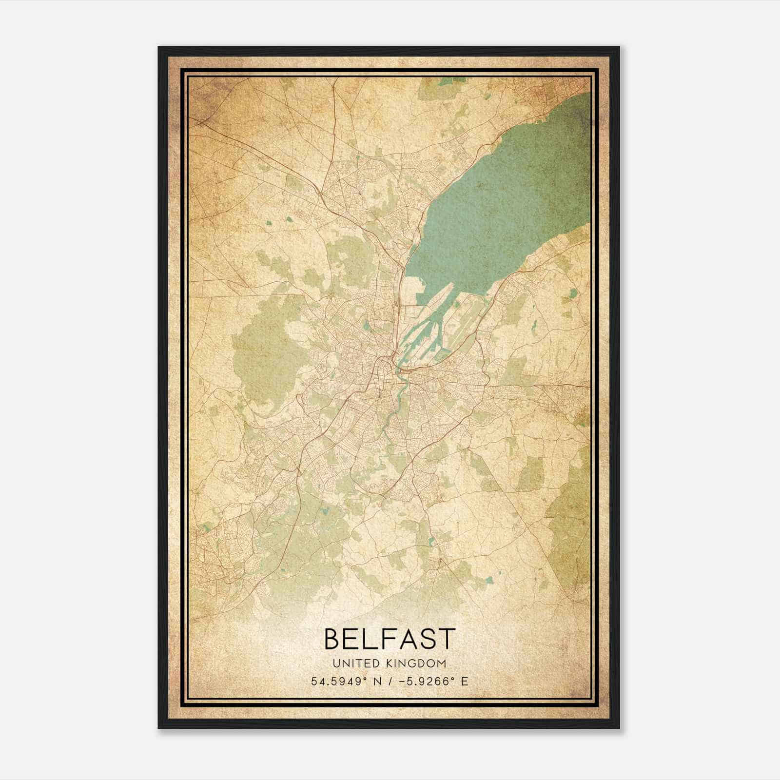 Vintage Belfast United Kingdom Map Poster, Belfast City Road Wall Art Print