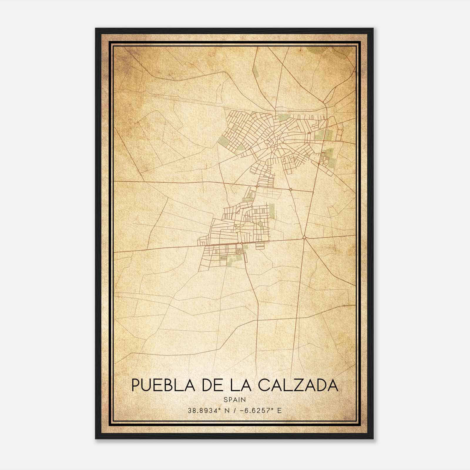 Vintage Puebla de la Calzada Spain Map Poster, Puebla de la Calzada City Road Wall Art Print Vintage Puebla de la Calzada Spain Map Poster, Puebla de la Calzada City Road Wall Art Print